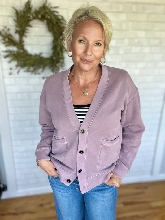 Serenity Cardigan- Dusty Lavender