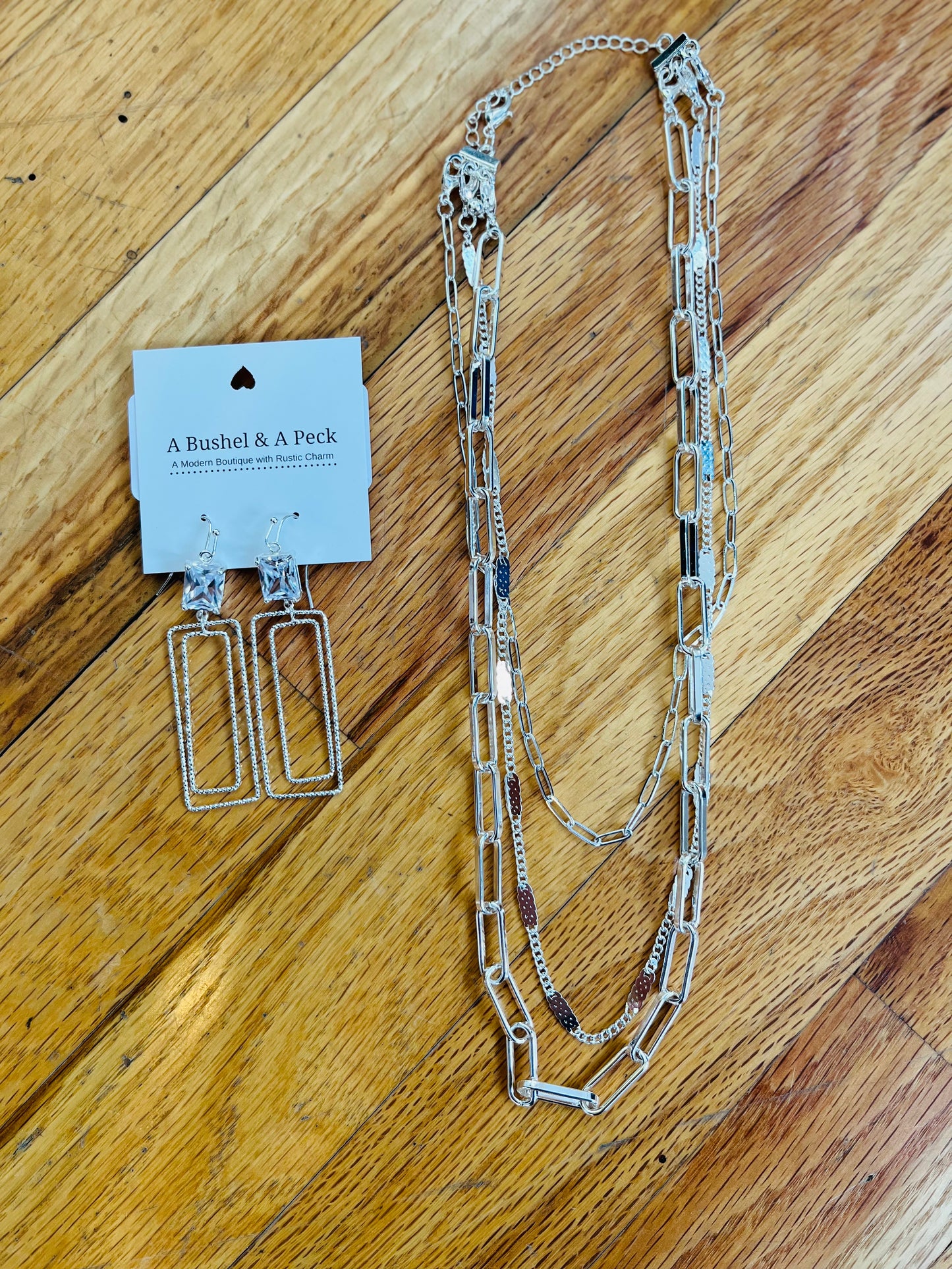 Matte silver 3 layered necklace