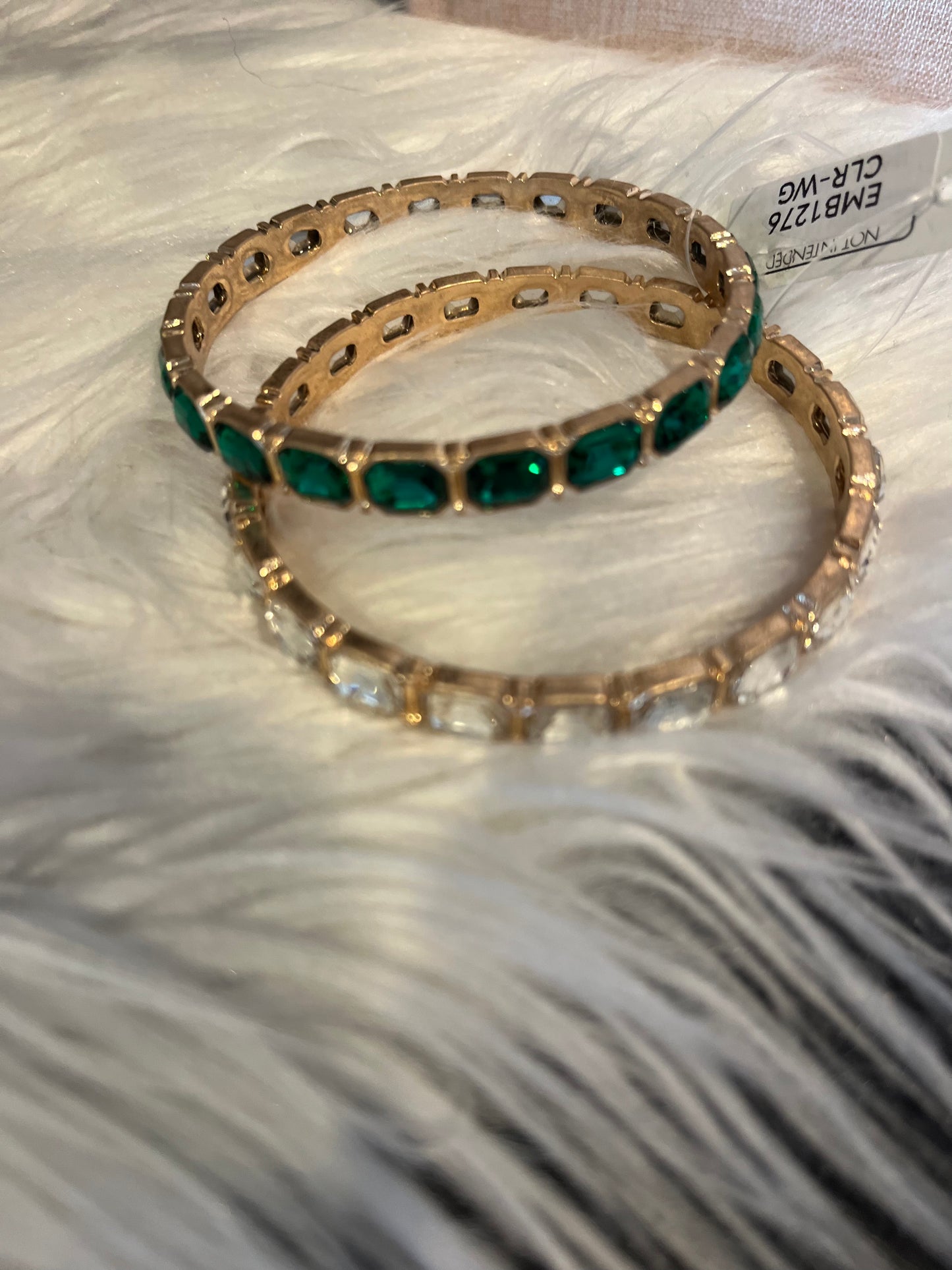Rectangle Stone and Gold Bangle