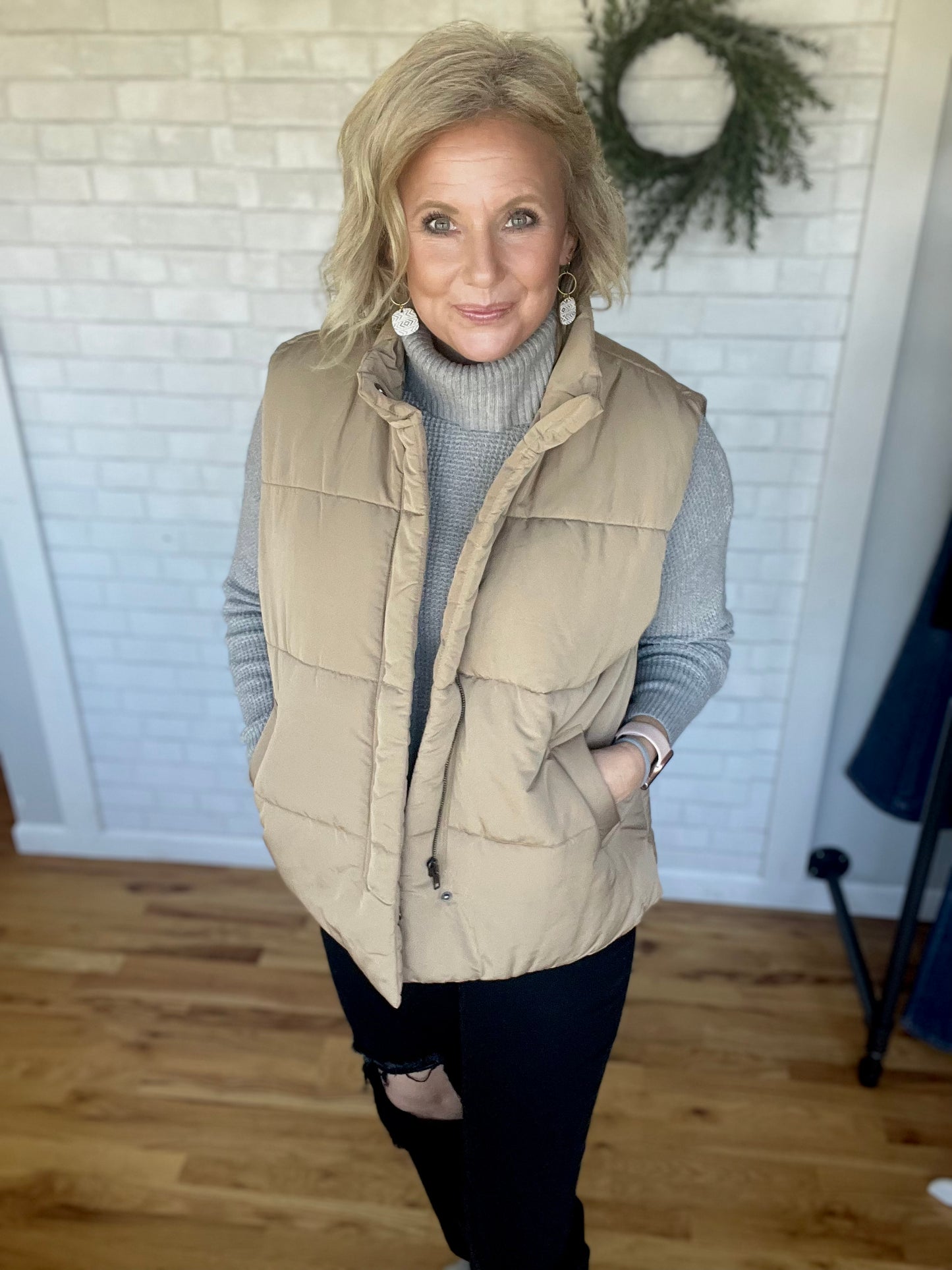 Silky Puffer Vest - Mocha