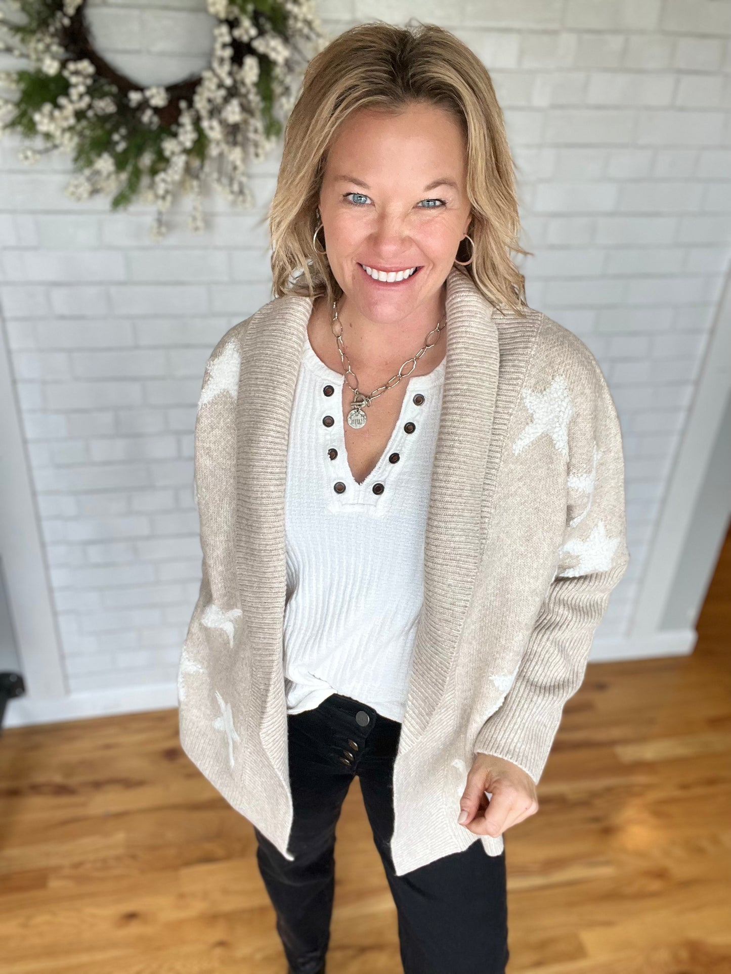 Star Shawl Collar Cardi