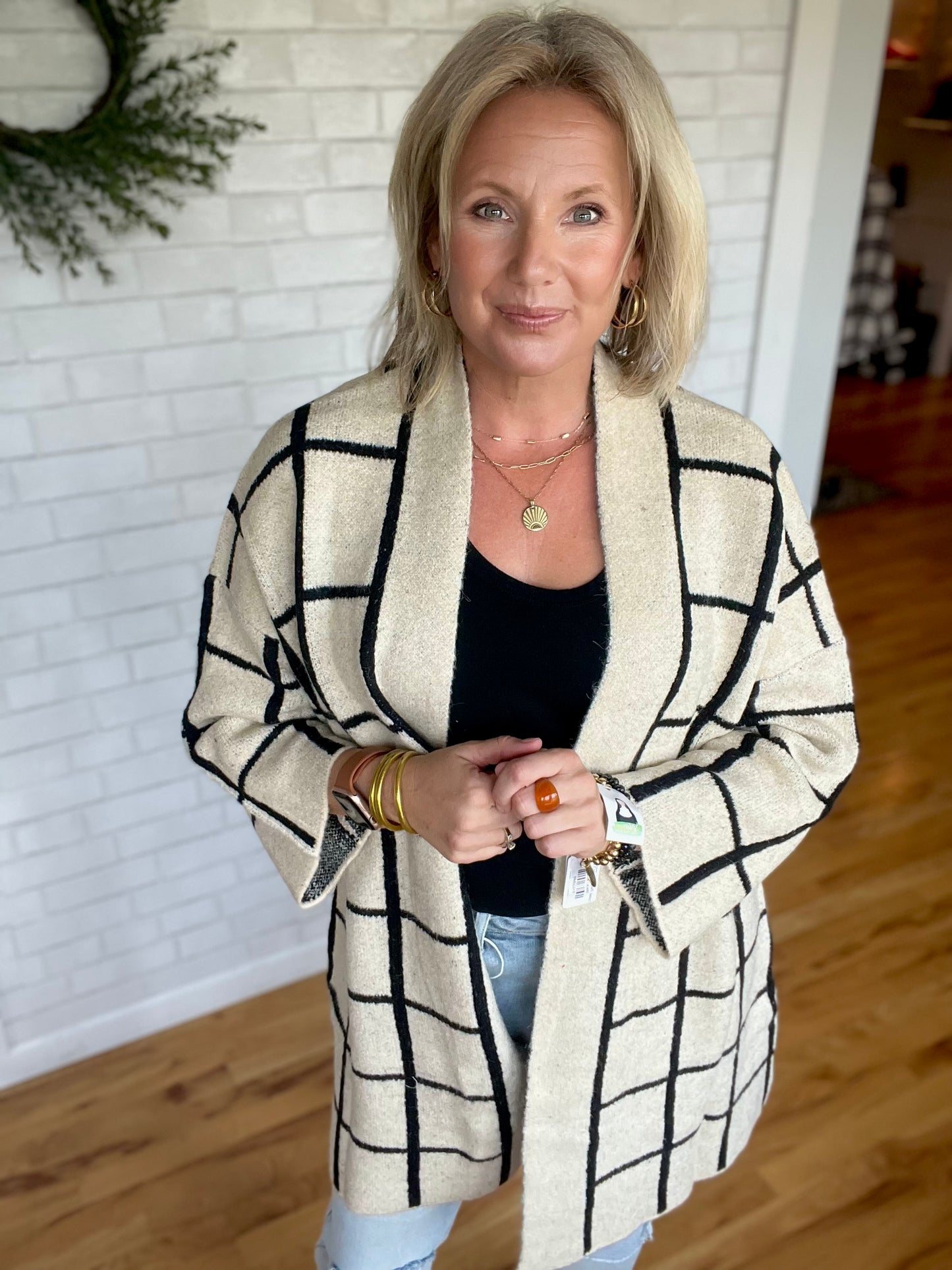 Grid Cardi - Ivory