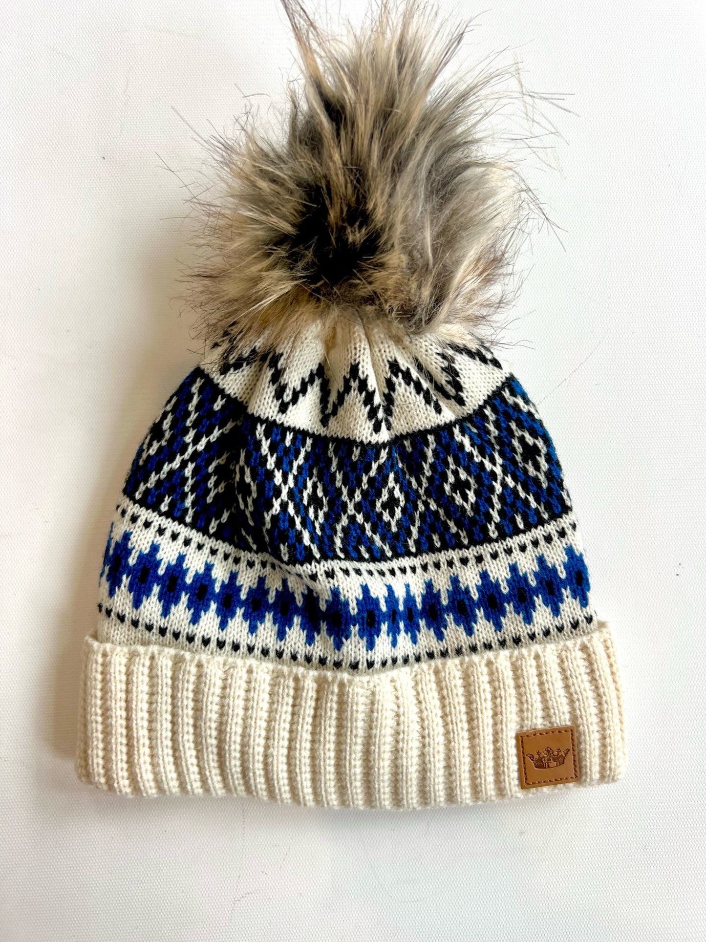 Cream and Blue Hat
