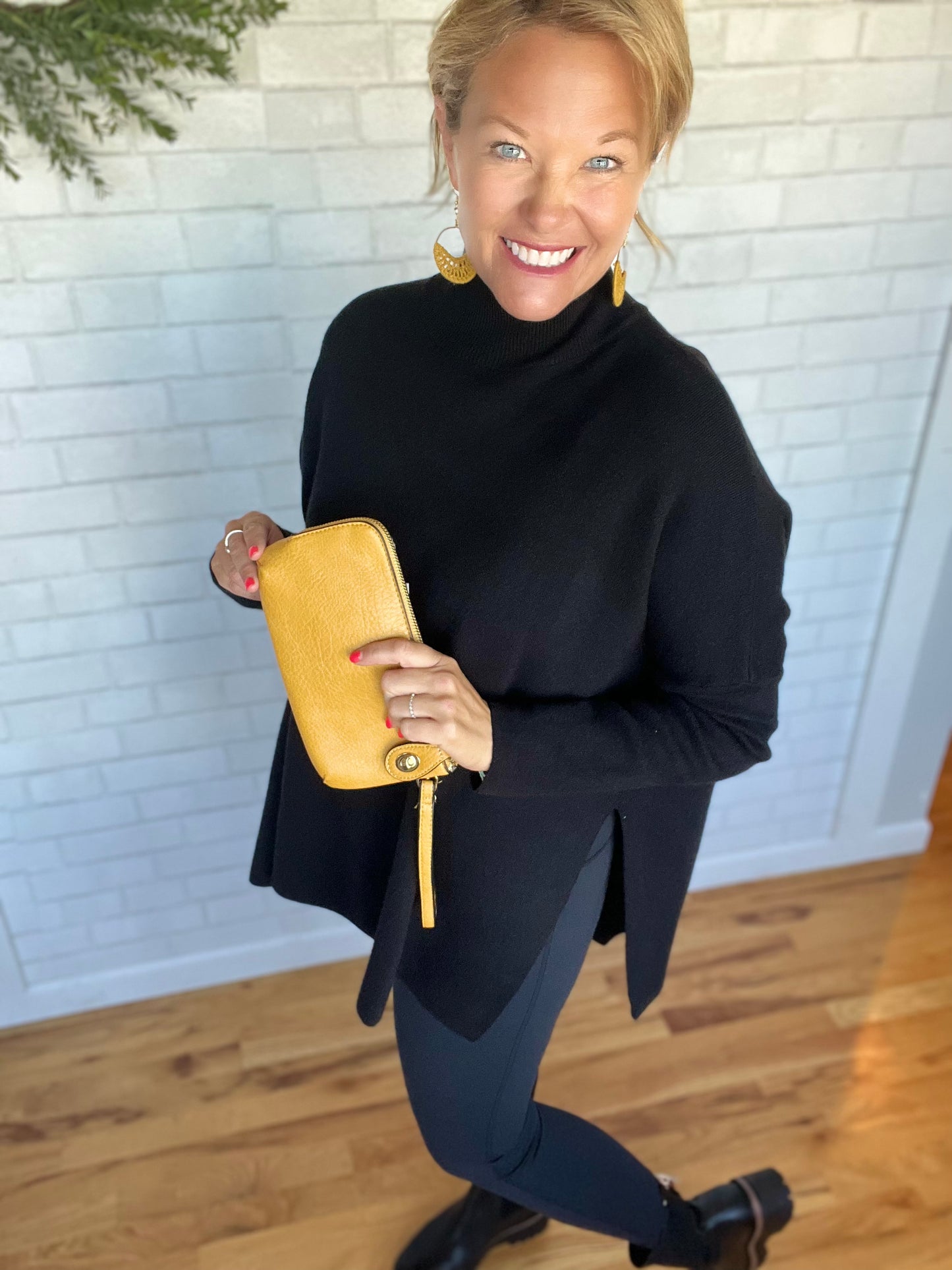 Megan Mock Neck Sweater -Black