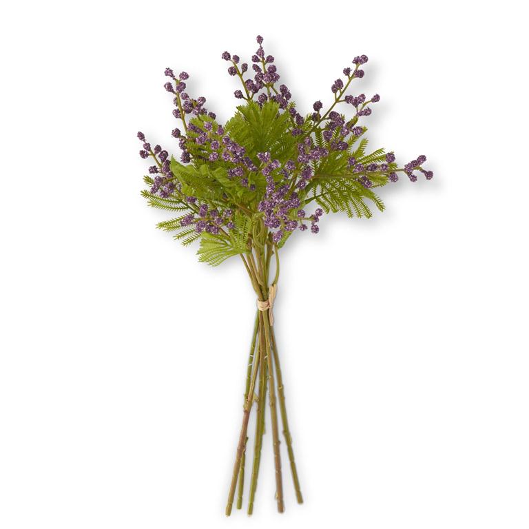 15 Inch White Berry w/Foliage Bundle (6 Stems)