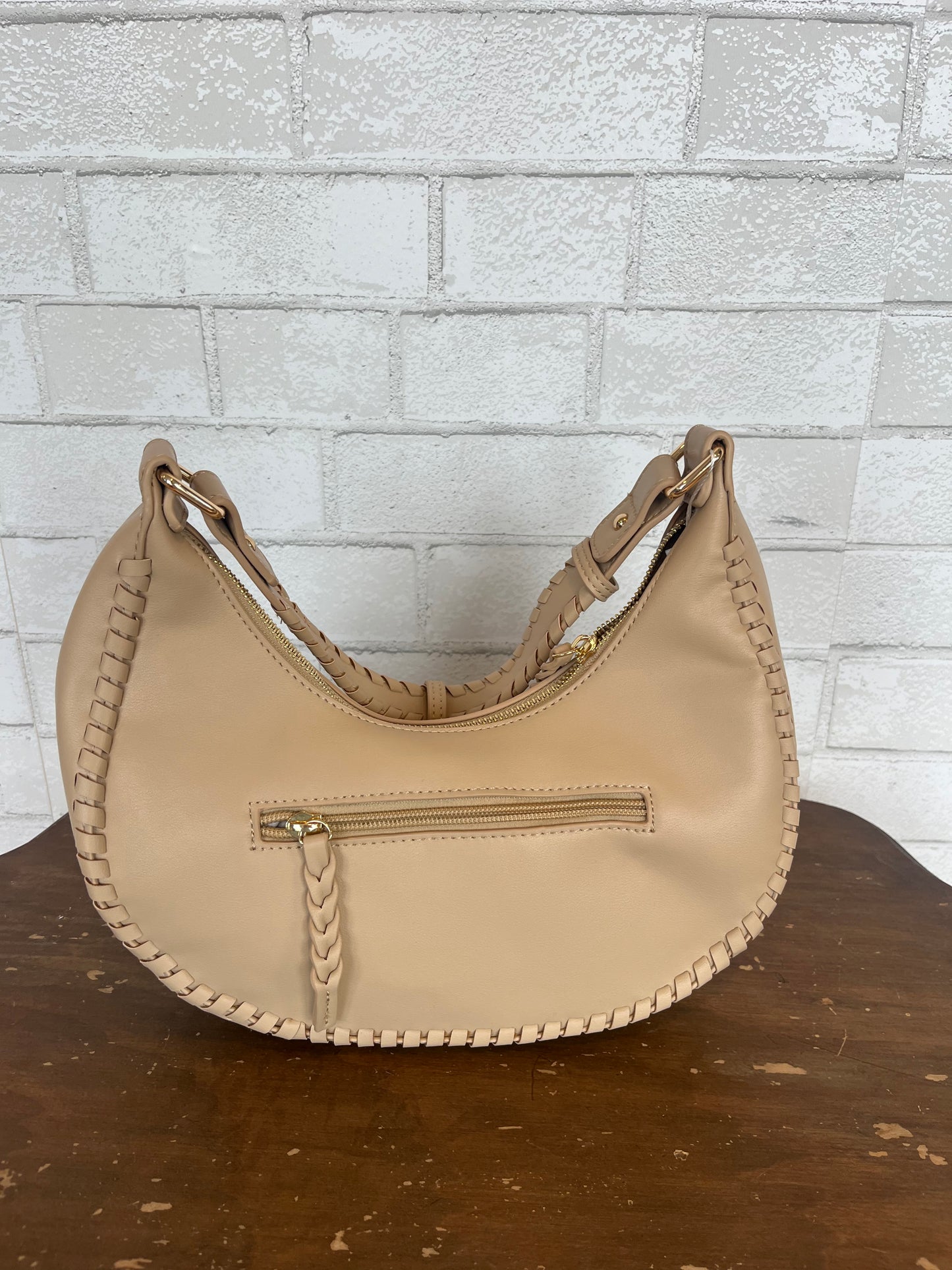 Aria Whipstitch Crescent Shoulder Bag