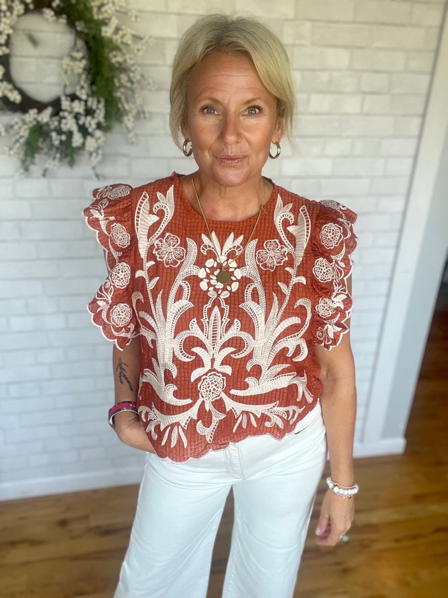 Flutter Sleeve Texture Top