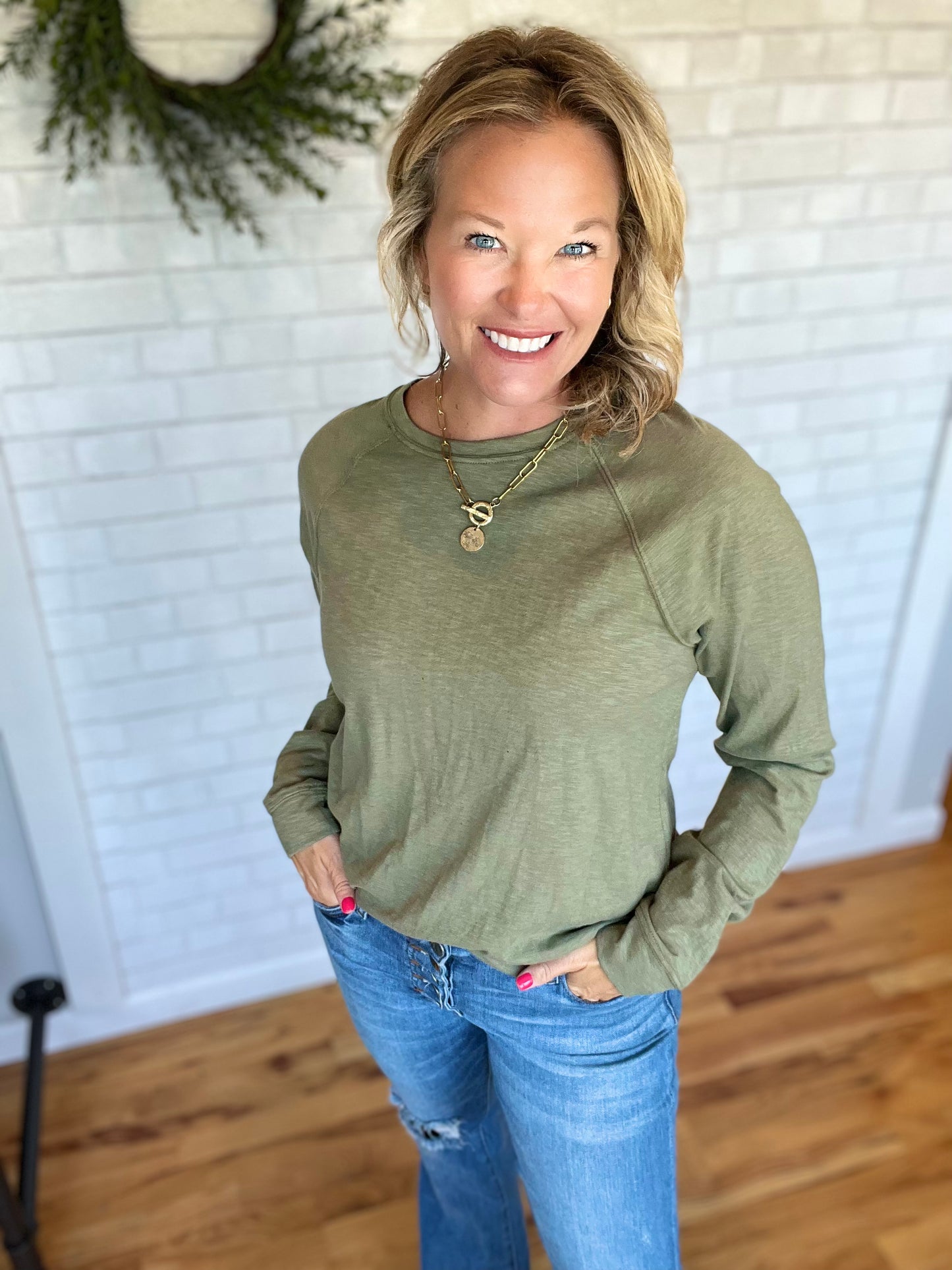 Everett Top - Moss Green