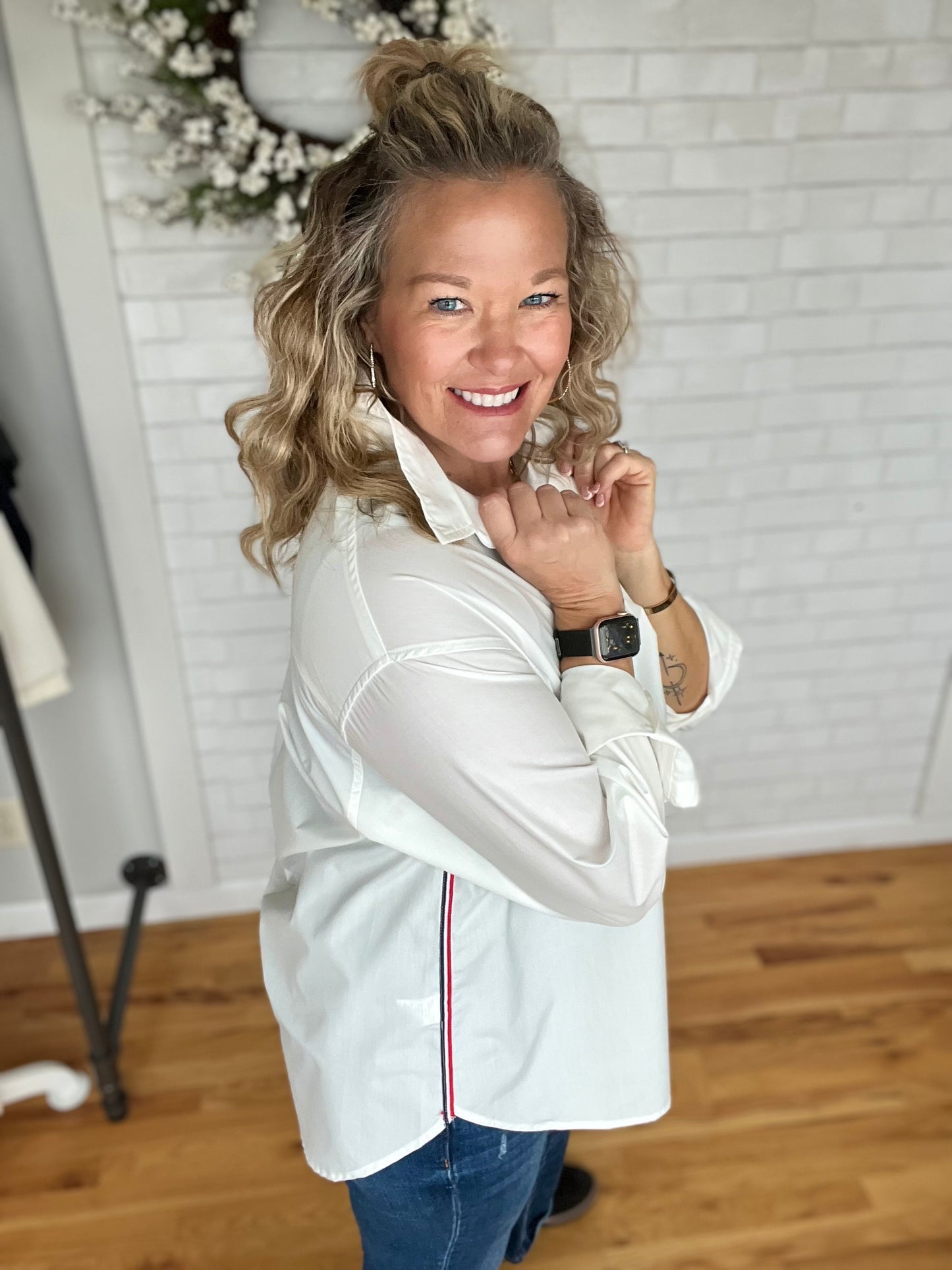 Tina Twill Button Down - White