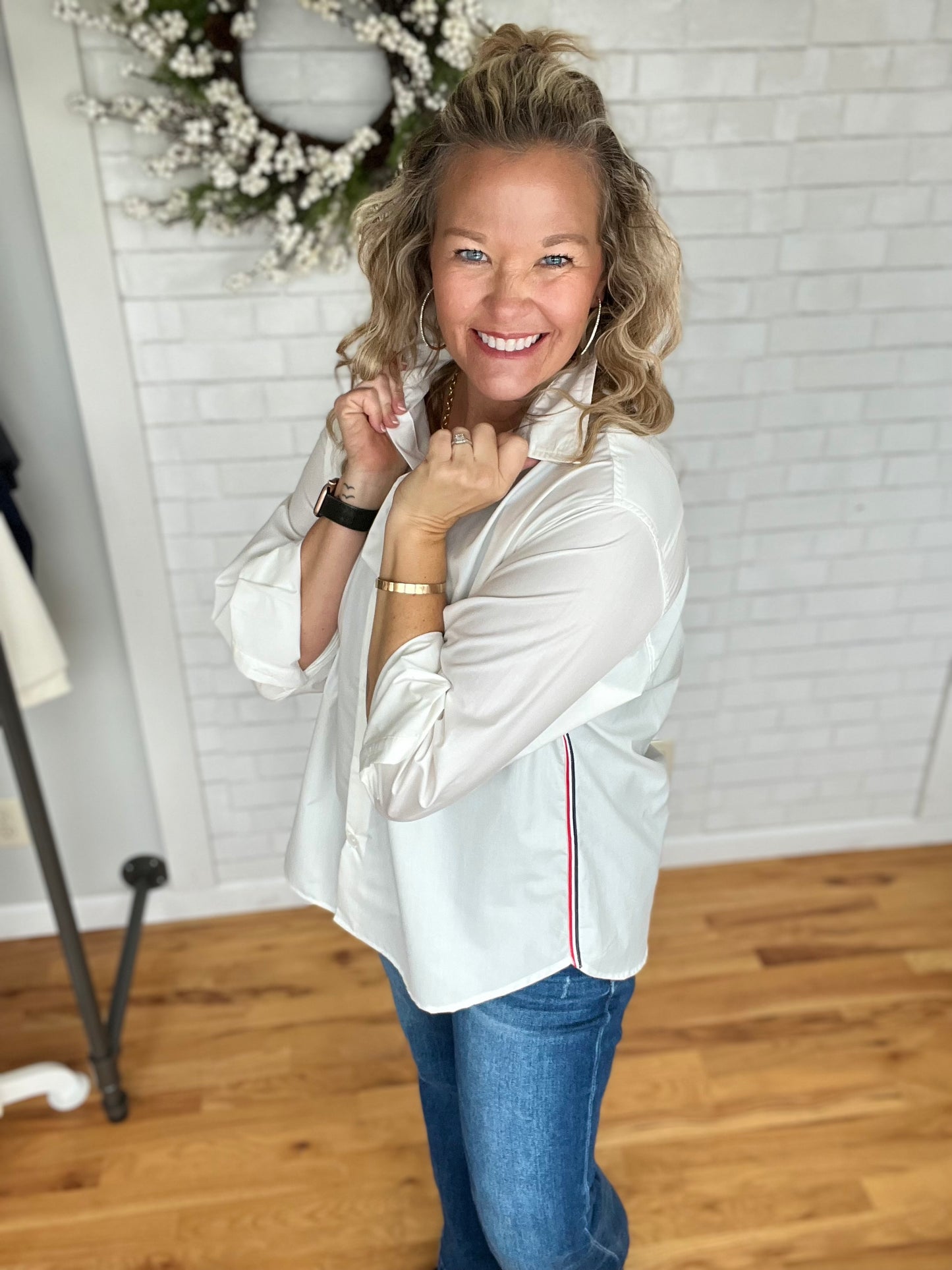 Tina Twill Button Down - White