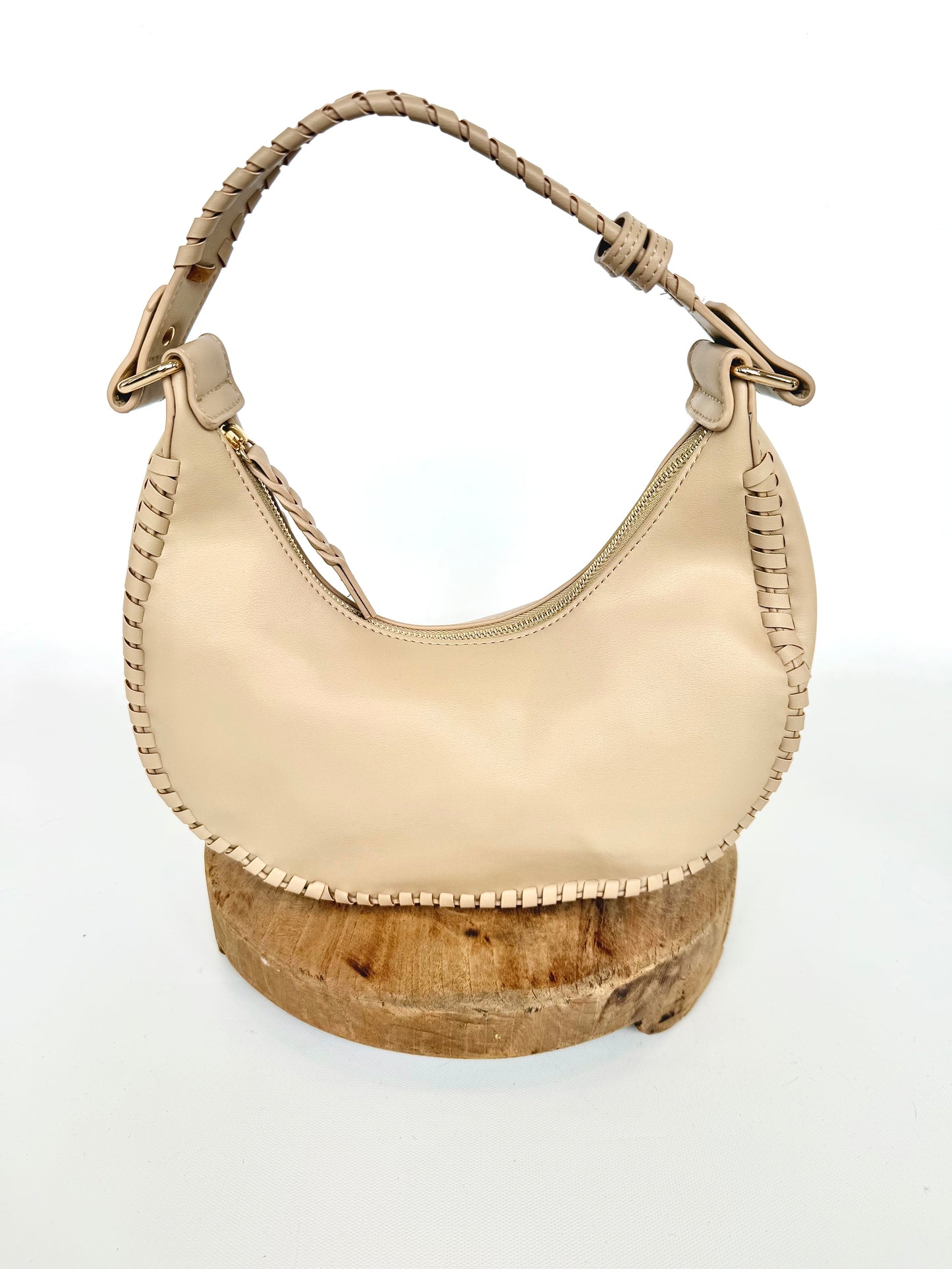 Aria Whipstitch Crescent Shoulder Bag