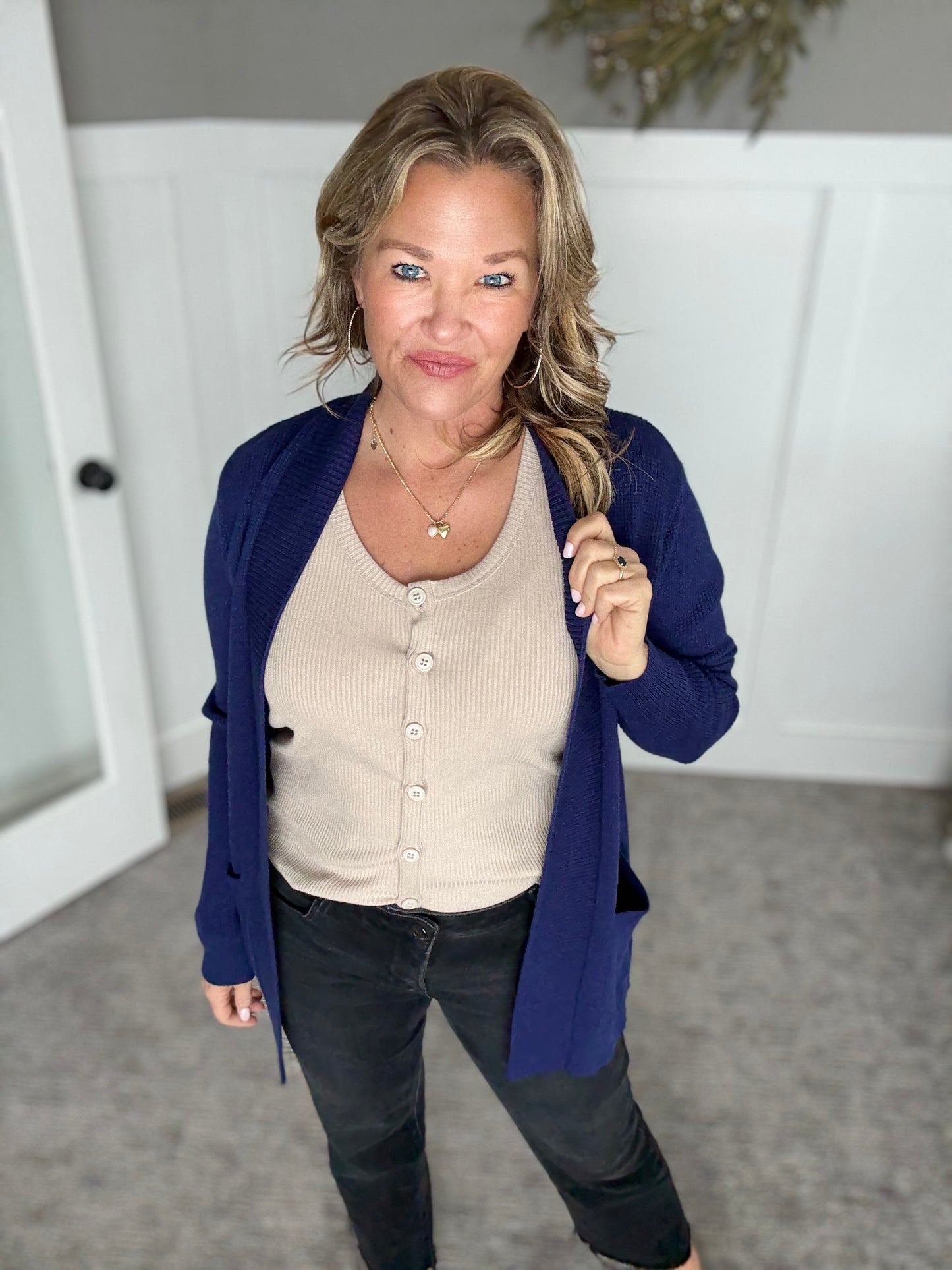 Button-up Ribbed Tank