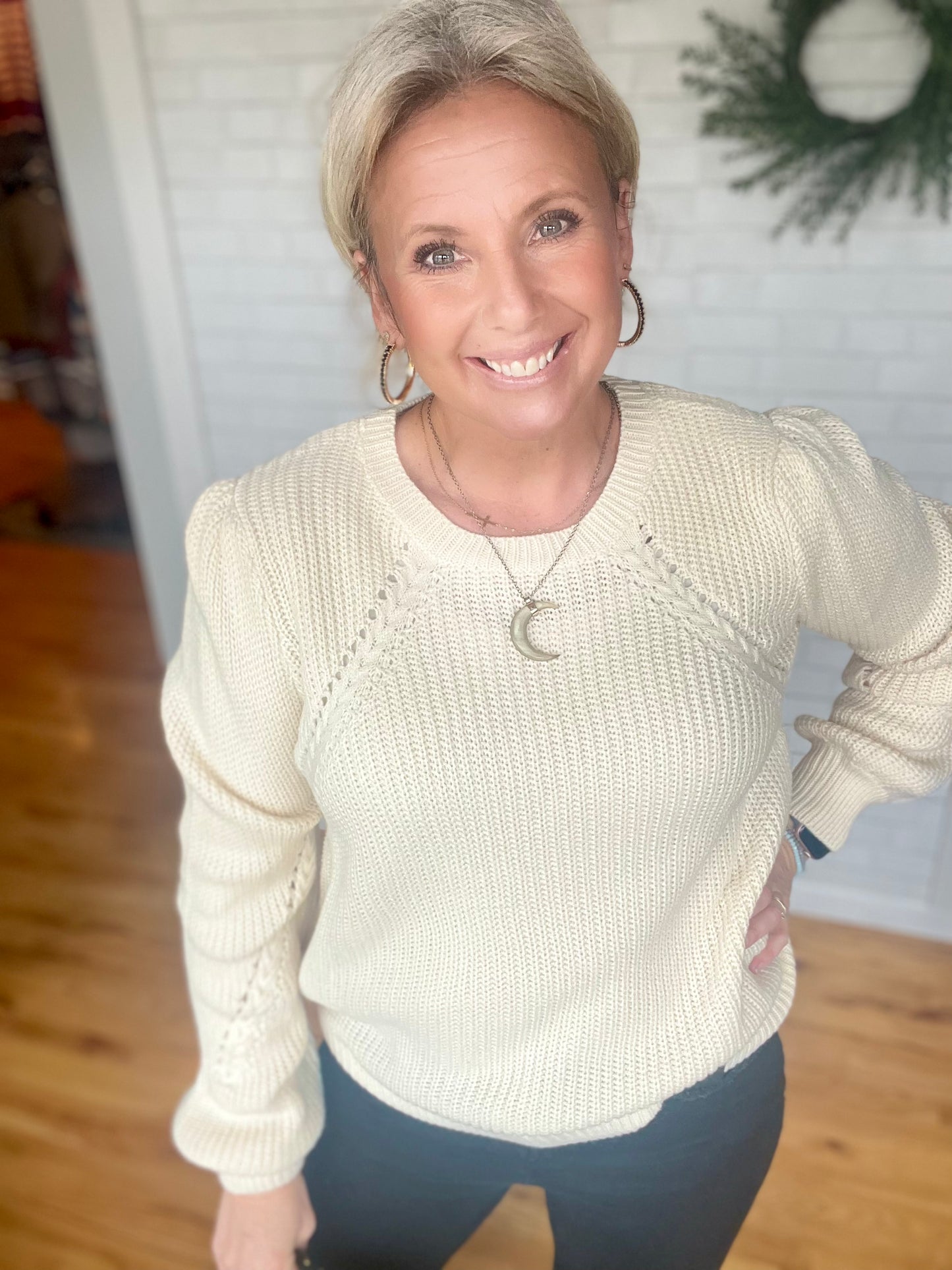 Pointelle Sweater - Cream
