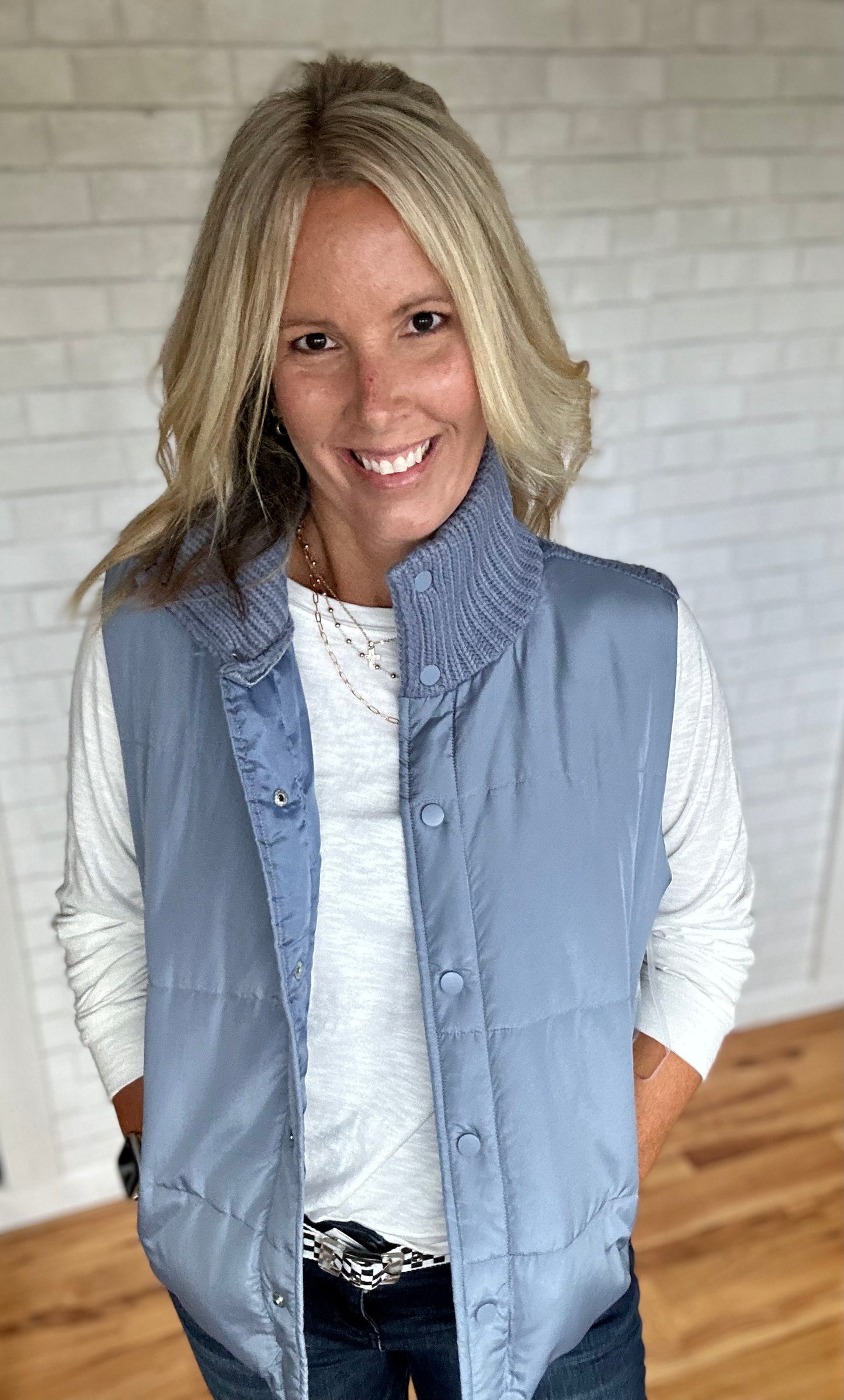 Shay Sweater Vest - Dusty Blue