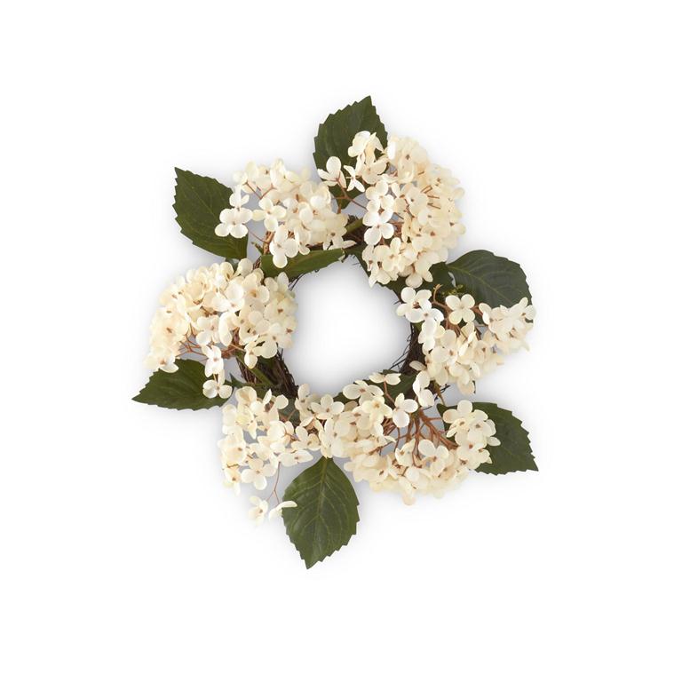 14 Inch Cream Two Tone Hydrangea Candle Ring (7Dia