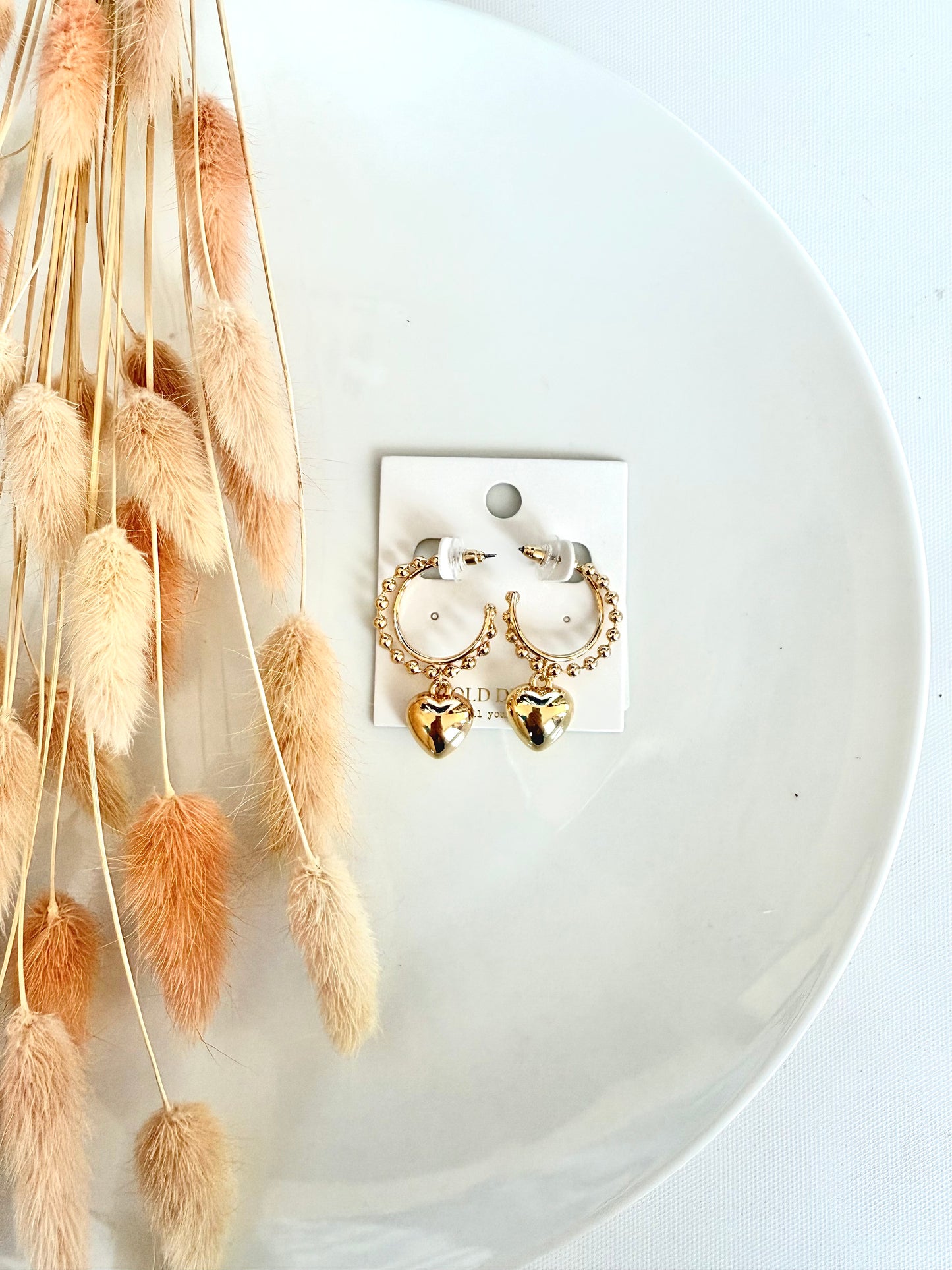 Layered Puffy Heart Earring - Gold