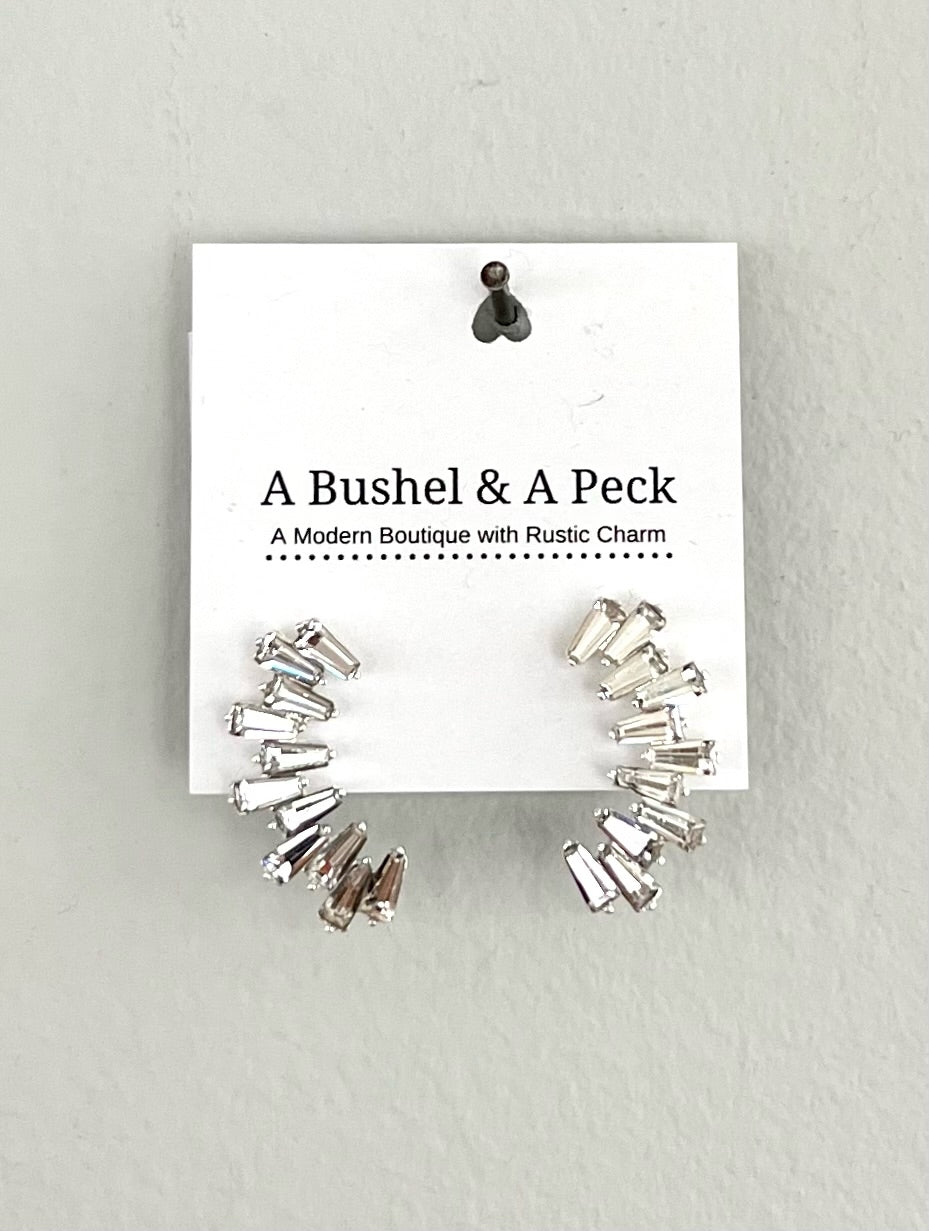 Rhinestone Moon Earrings