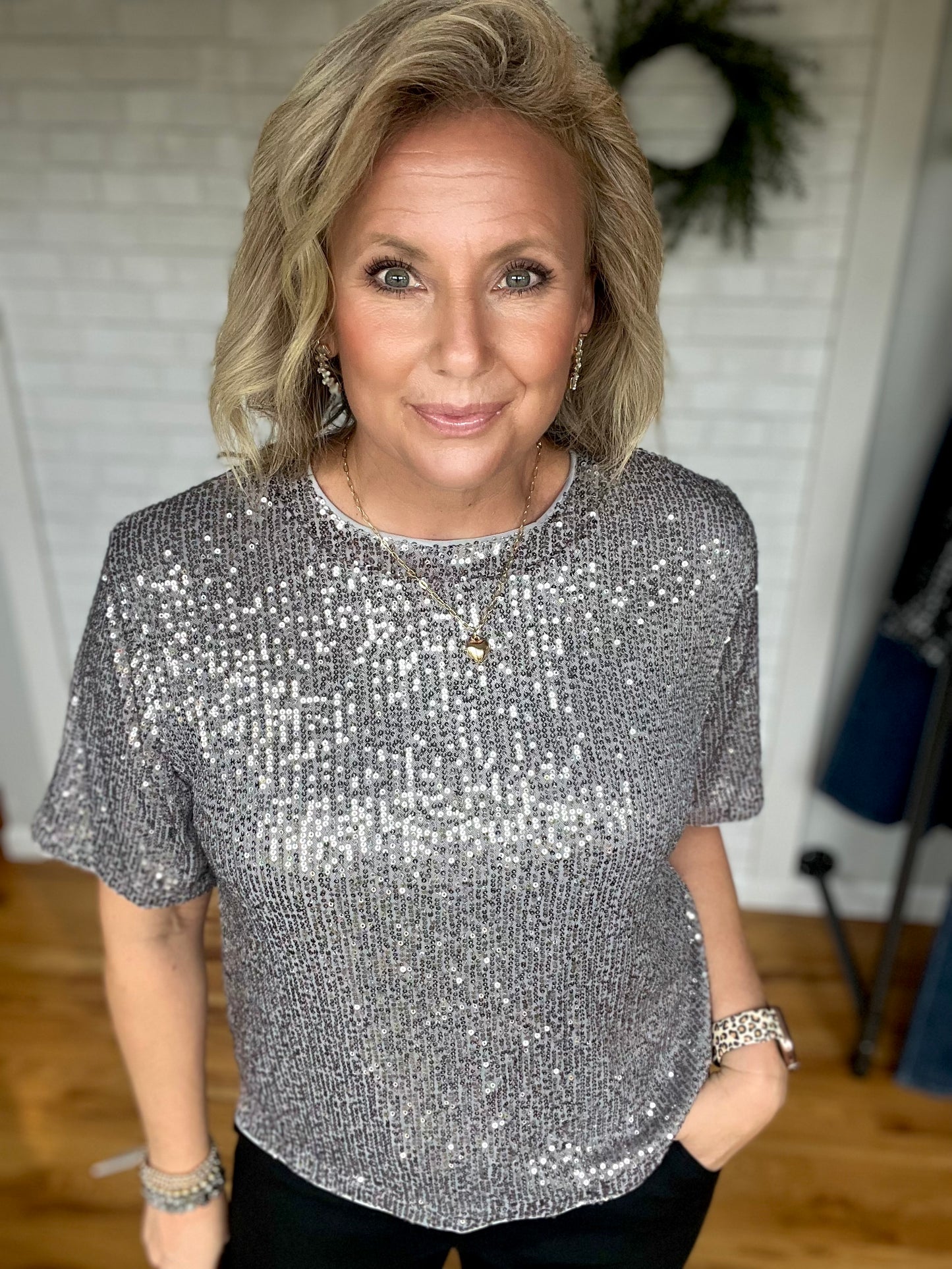 Sequin Top - Grey