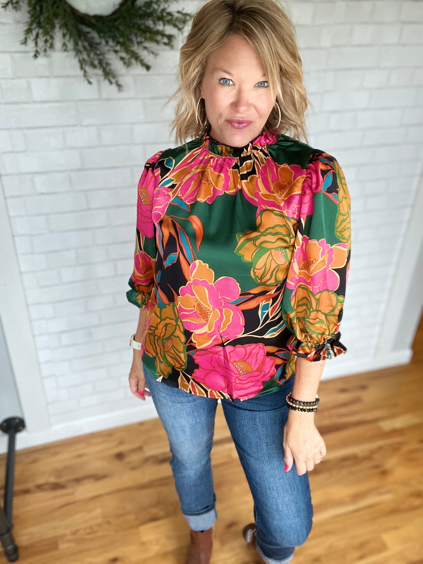 Mosaic Blouse - Green/Black Base
