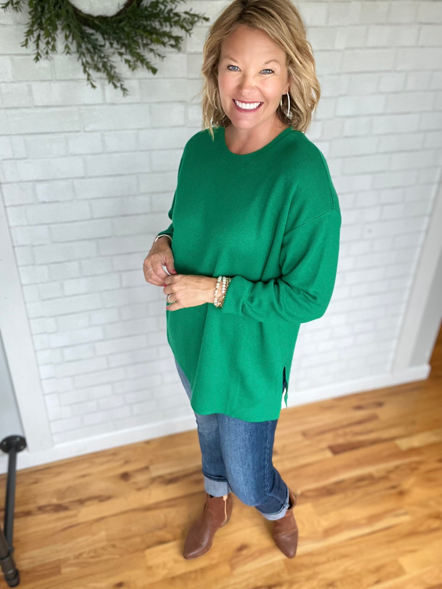 Dana Drop Shoulder Tunic - Kelly Green
