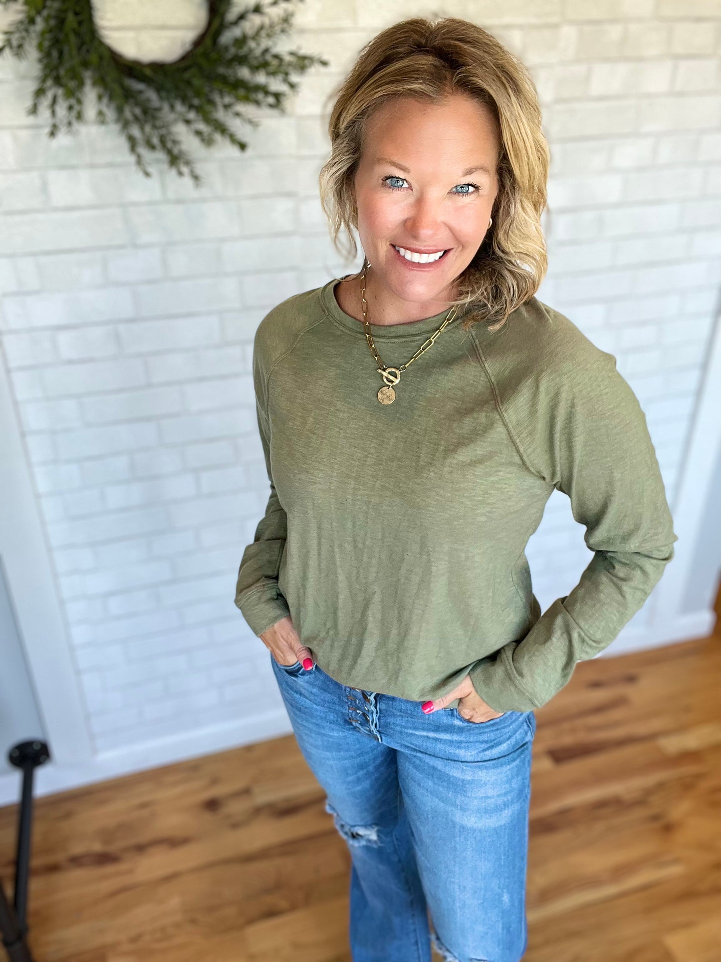 Everett Top - Moss Green