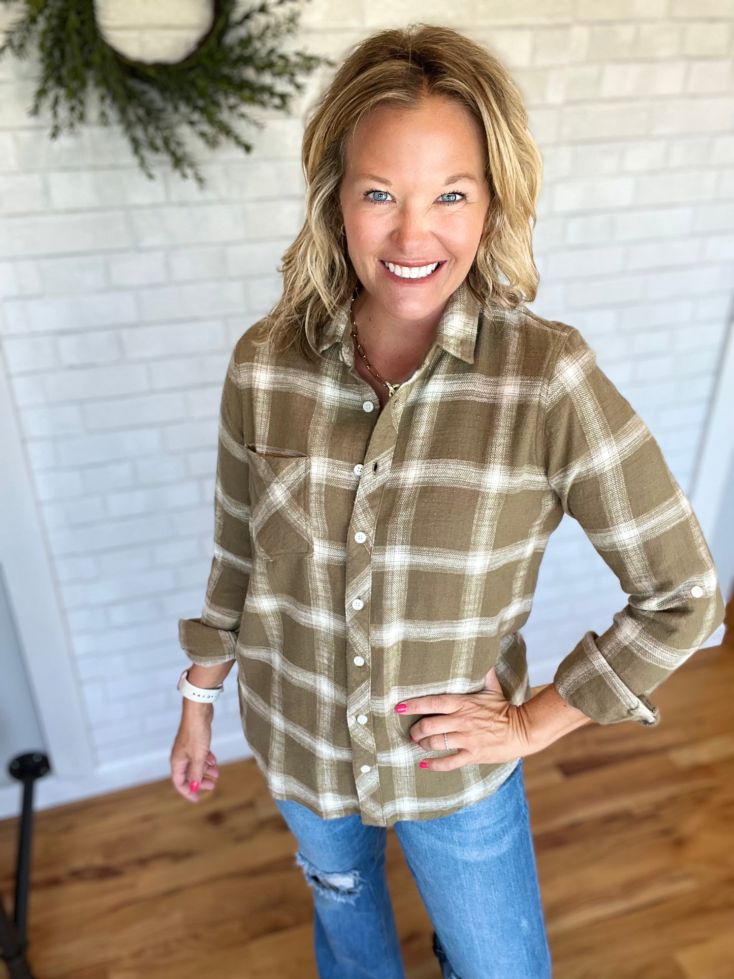 Ashton Shirt - Olive/Ivory Plaid