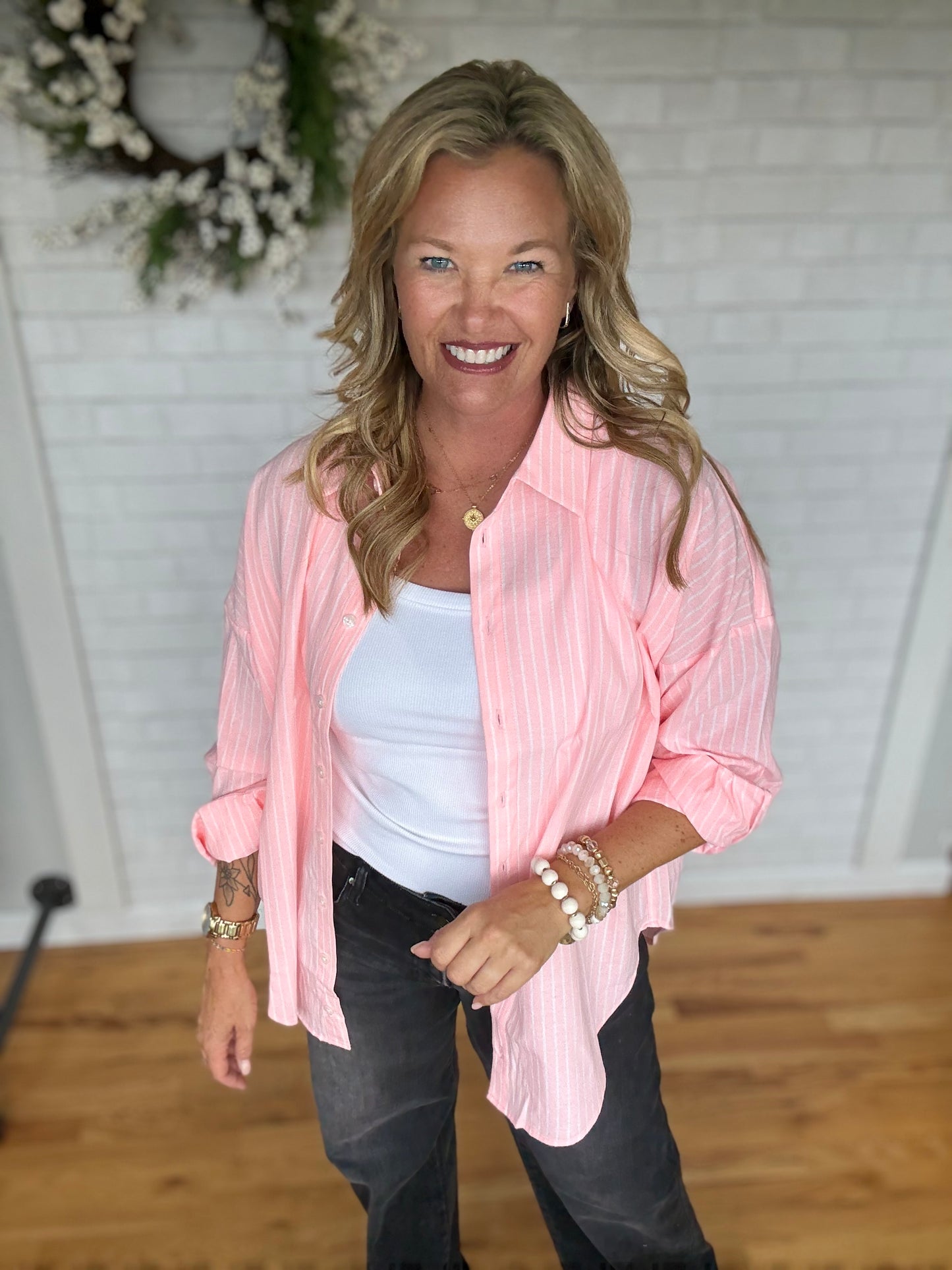 Hidden Cove Stripe Shirt -Pink
