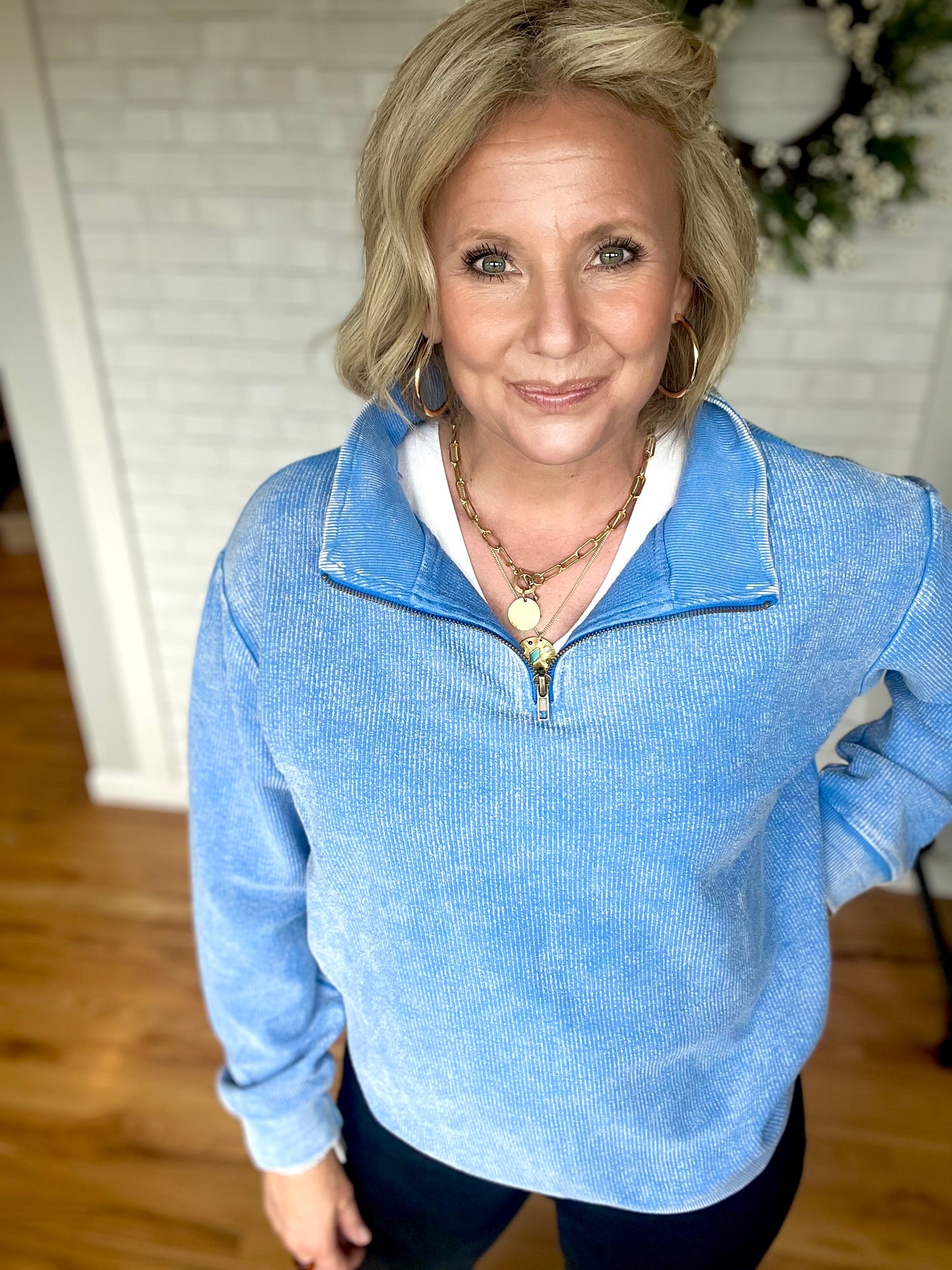 Vintage Washed Quarter Zip - Periwinkle