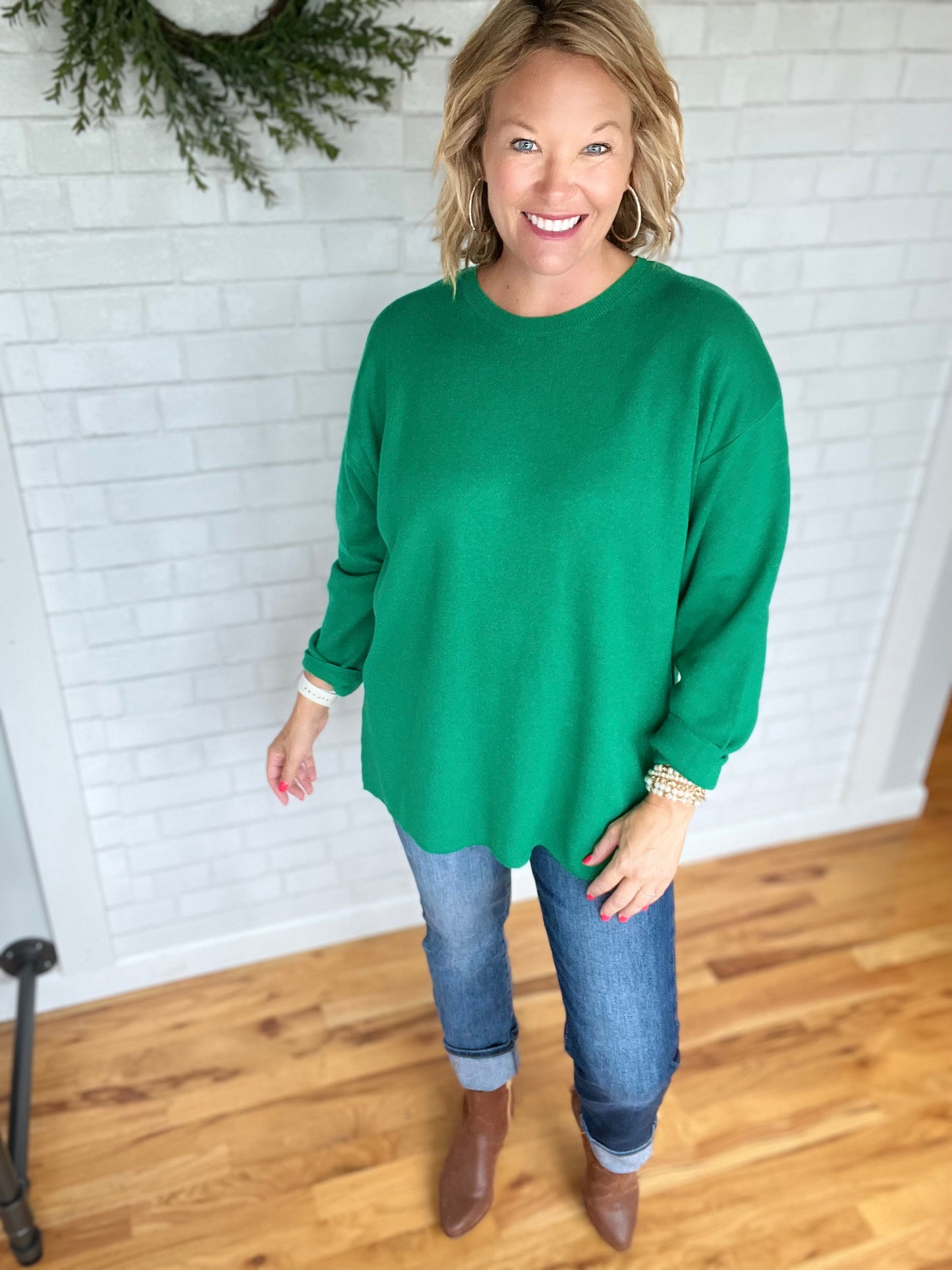 Dana Drop Shoulder Tunic - Kelly Green