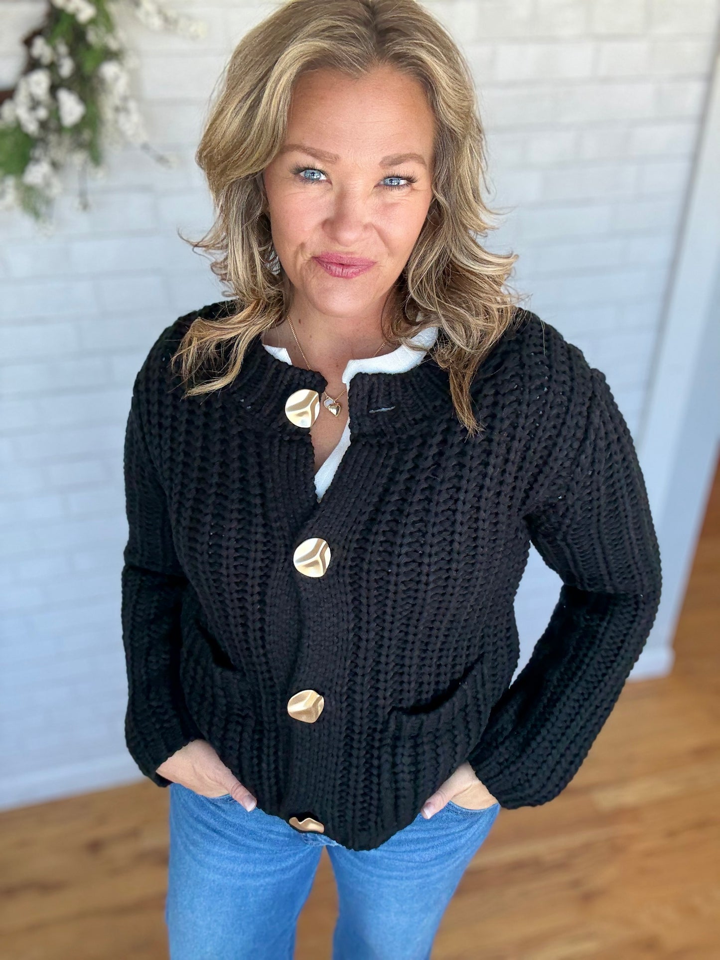 Claire Chunky Cardi -Black