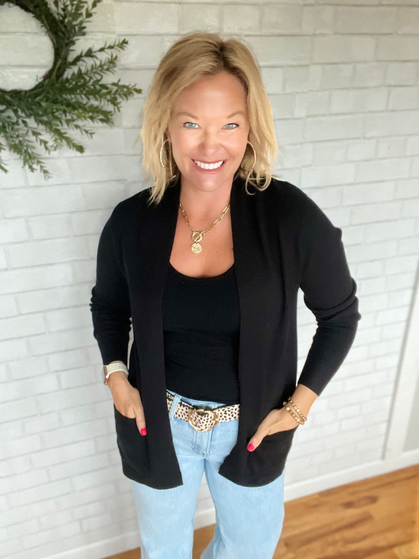Mini Waffle Cardi - Black
