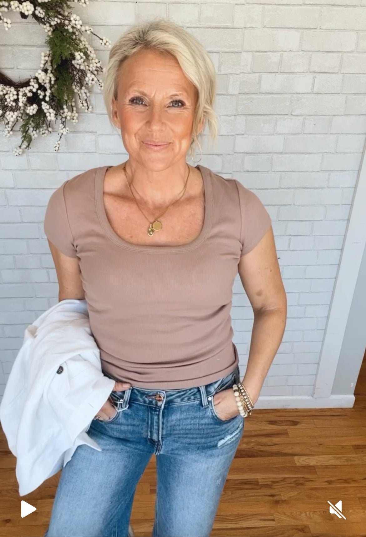 Brenna Square Neck Tee - Mocha