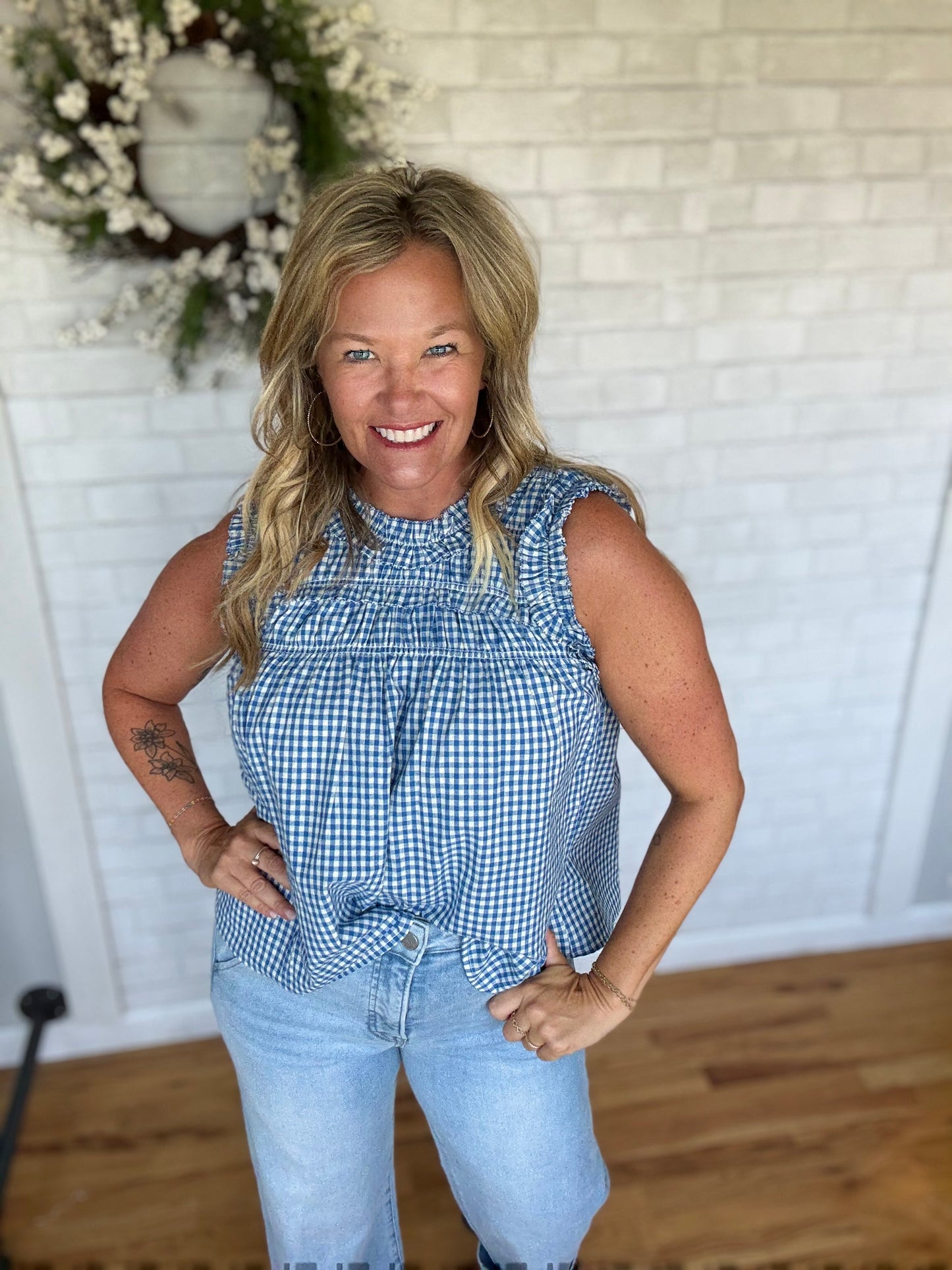 Gingham Ruffle Top