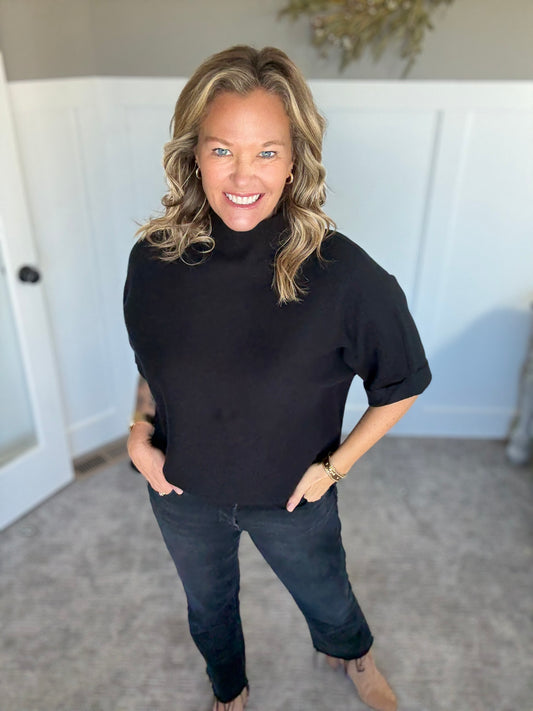 Mia Mock Neck Sweater -Black