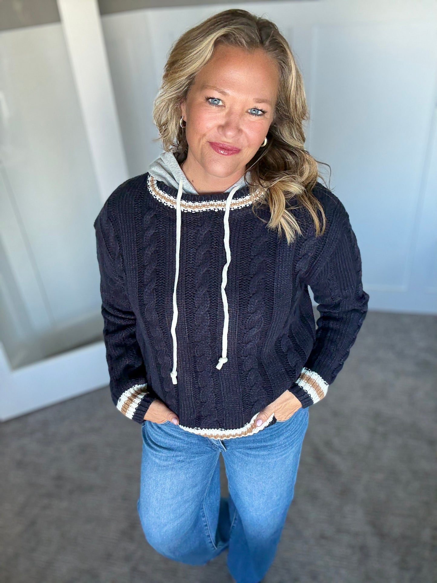 Valerie Hoodie Sweater - Navy