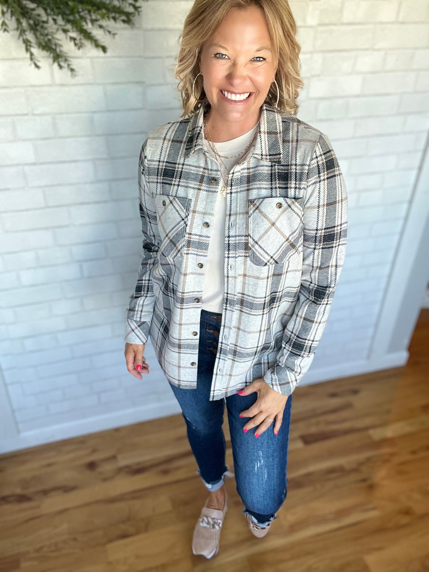Lewis Shirt Jacket-Black Brown Plaid