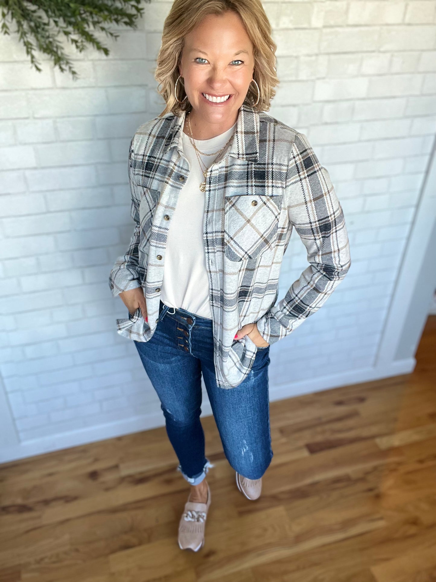Lewis Shirt Jacket-Black Brown Plaid