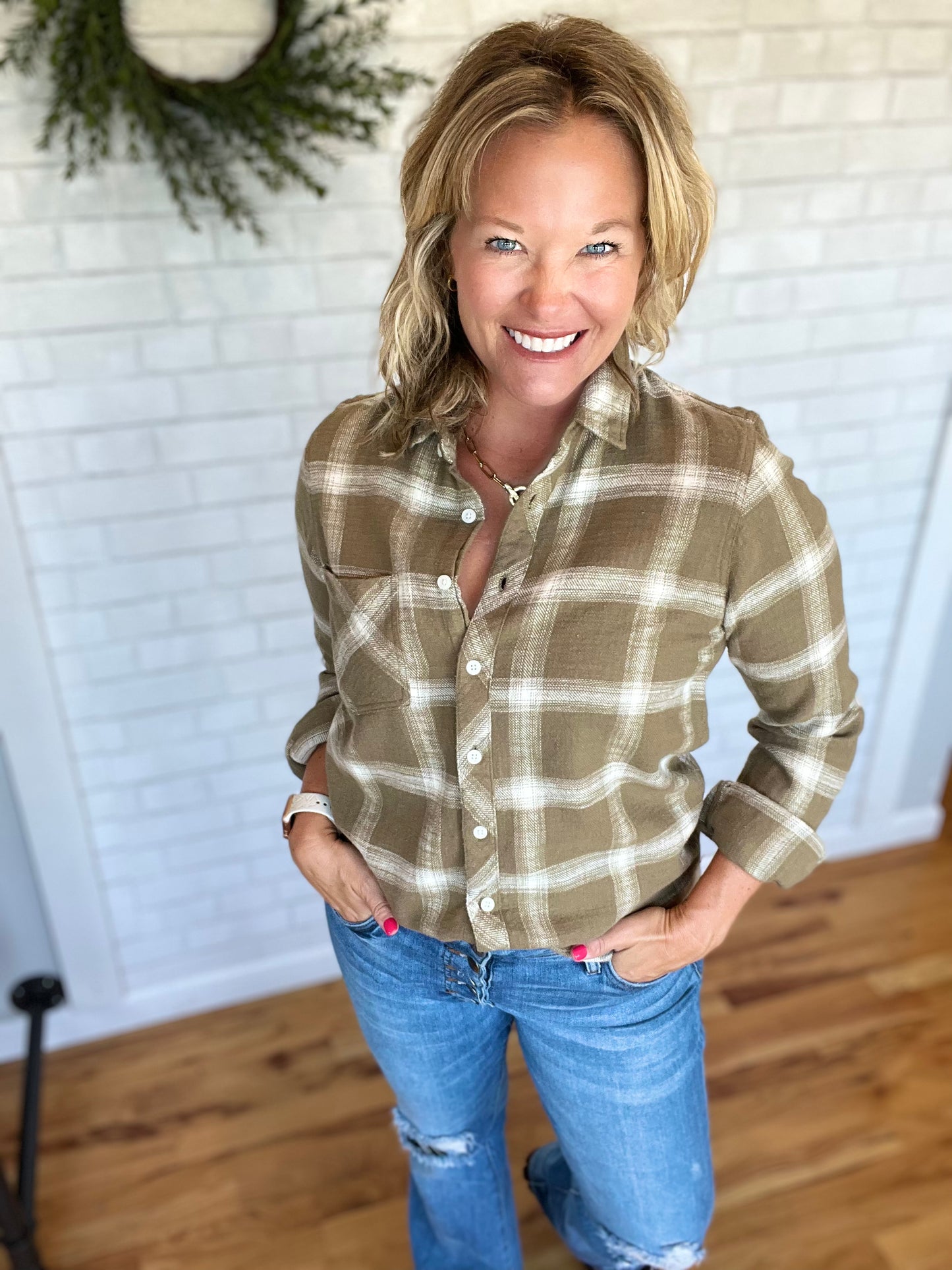 Ashton Shirt - Olive/Ivory Plaid