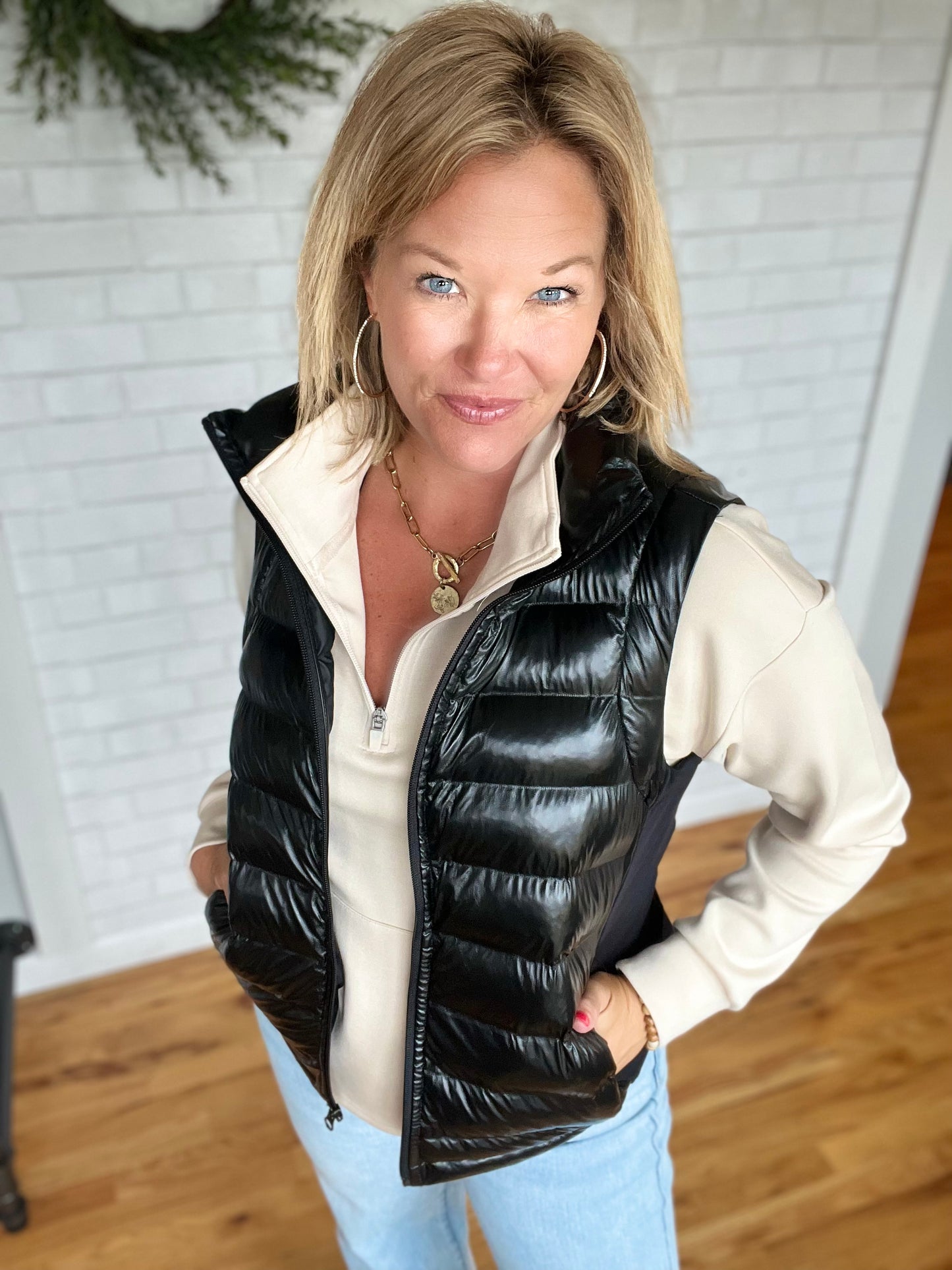 High Neck Puffer Vest by Mono B