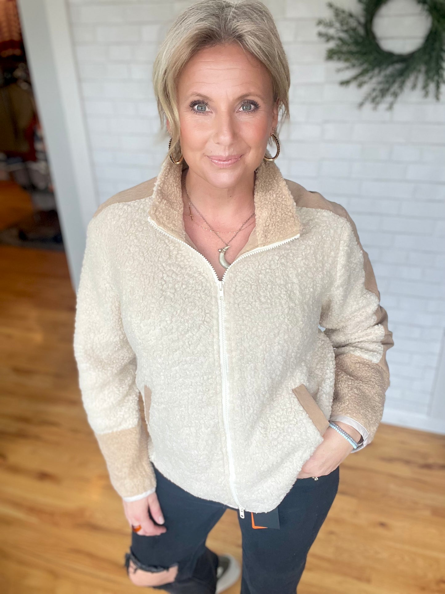 Mock Neck Fur Jacket