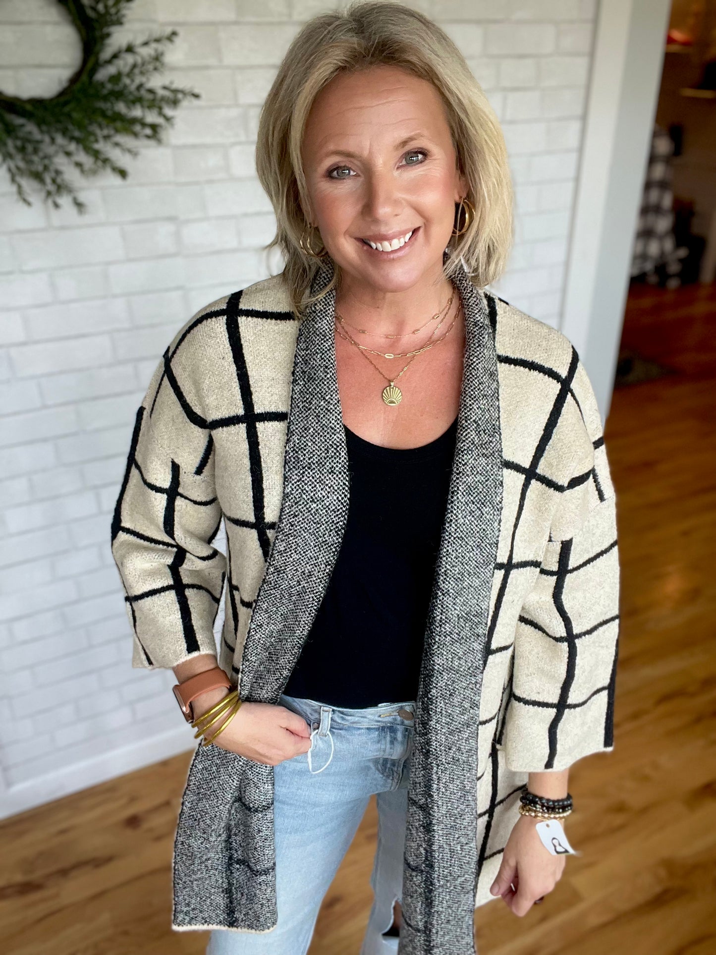 Grid Cardi - Ivory