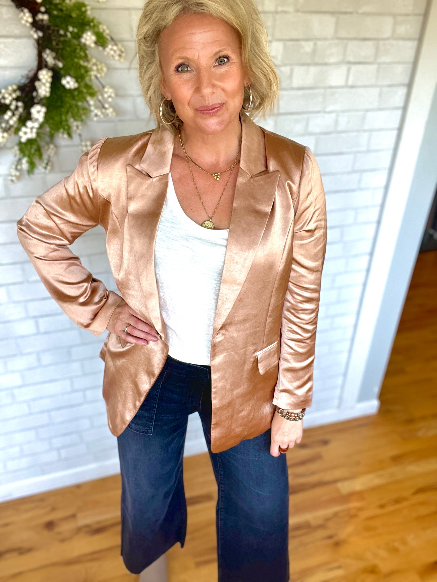 Satin Blazer - Blush