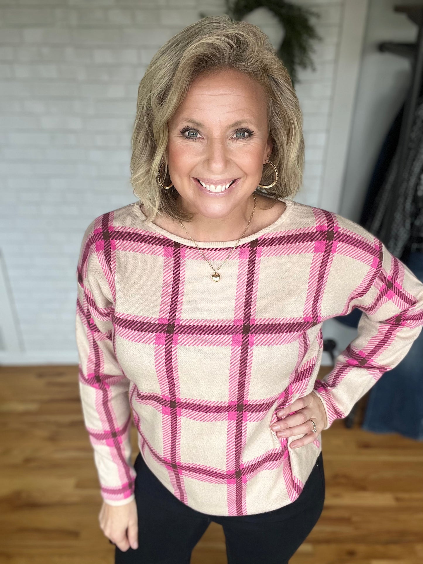 Brit Sweater - Taupe/Pink