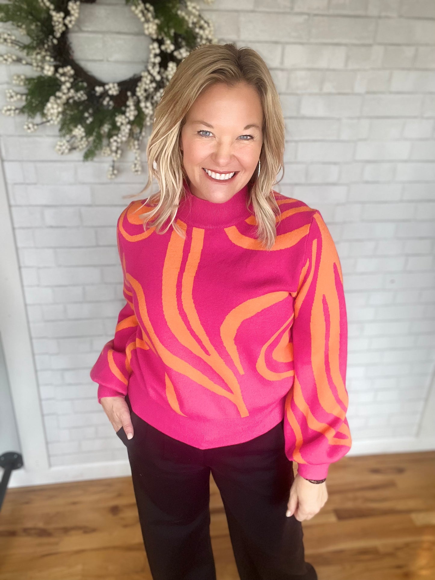 Caramel Sweater- Hot Pink