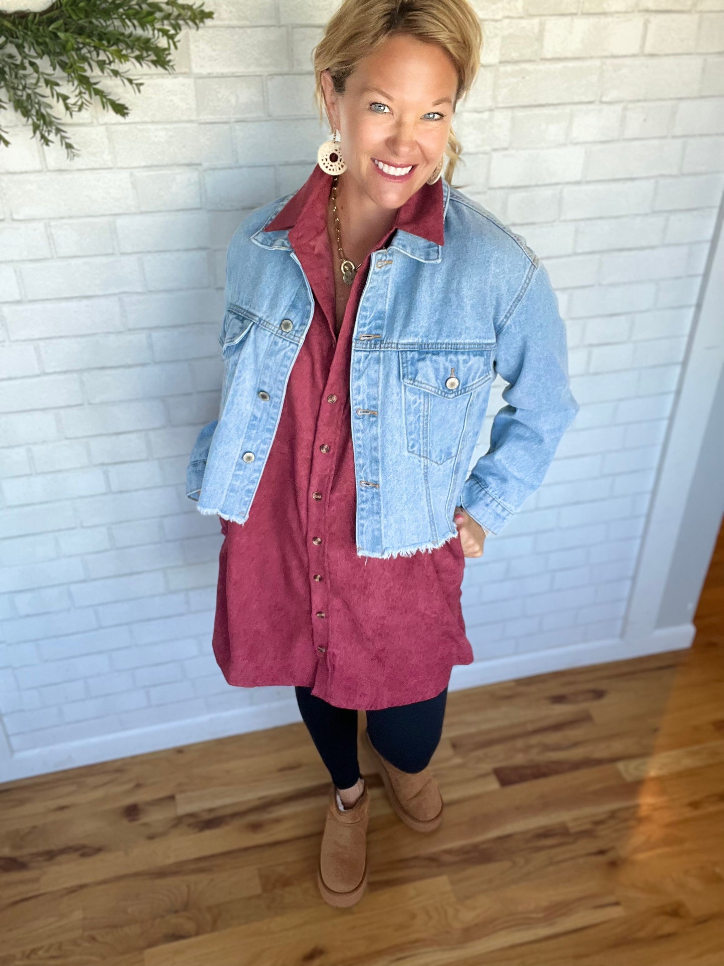 Brynn Corduroy Dress - Wine