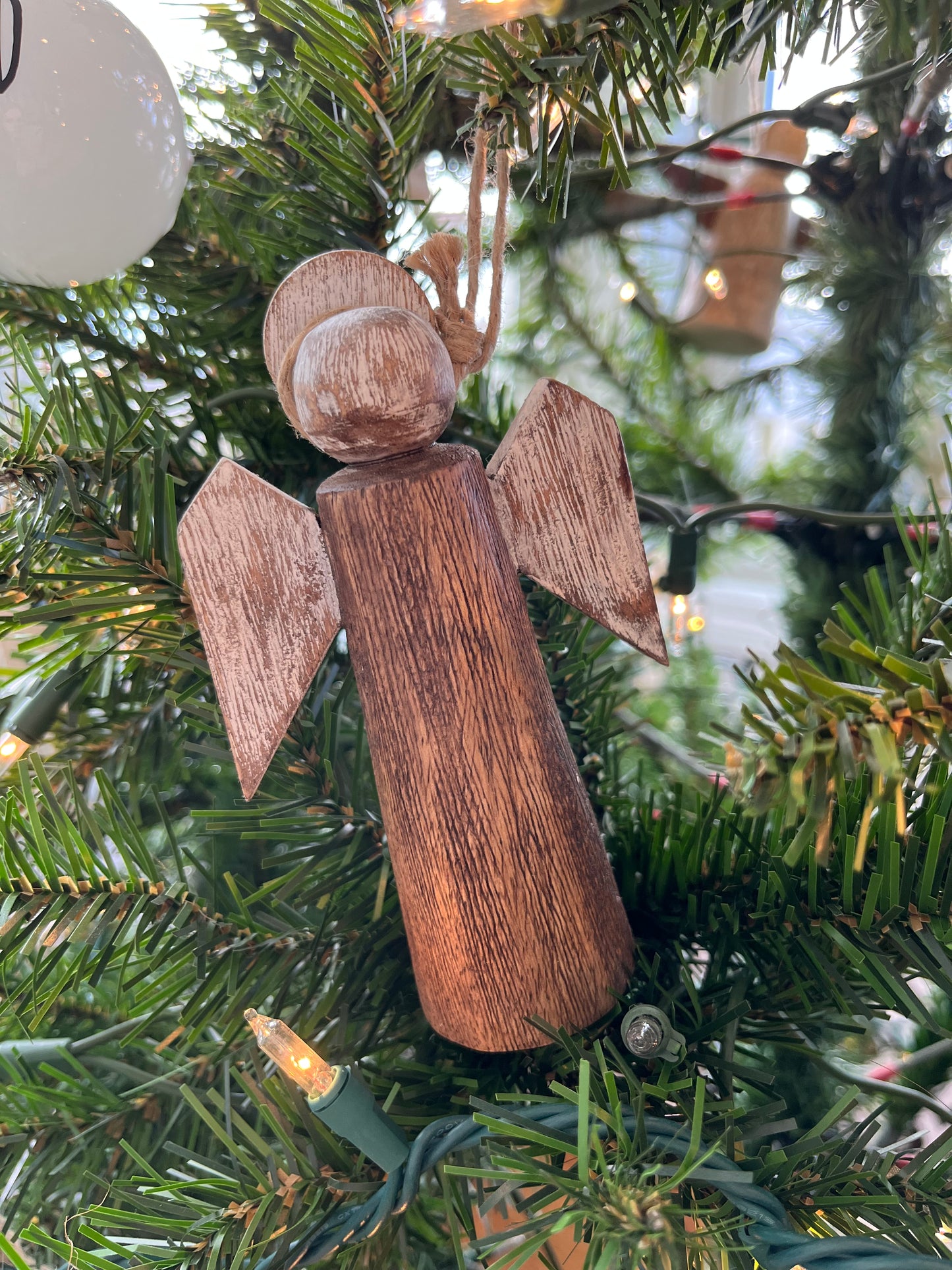 Natural Wood Angel Ornament