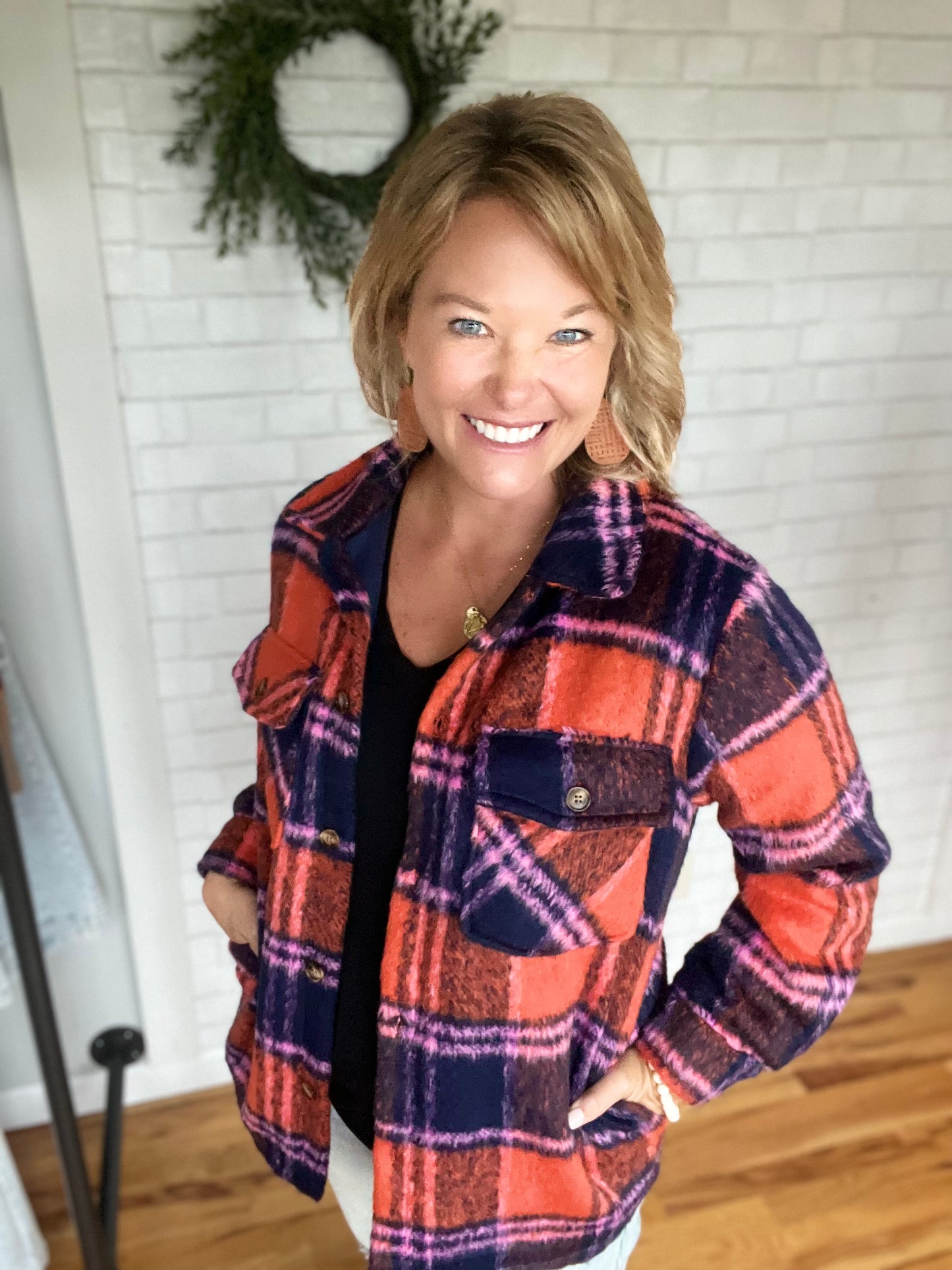 Poppy Plaid Jacket - Red