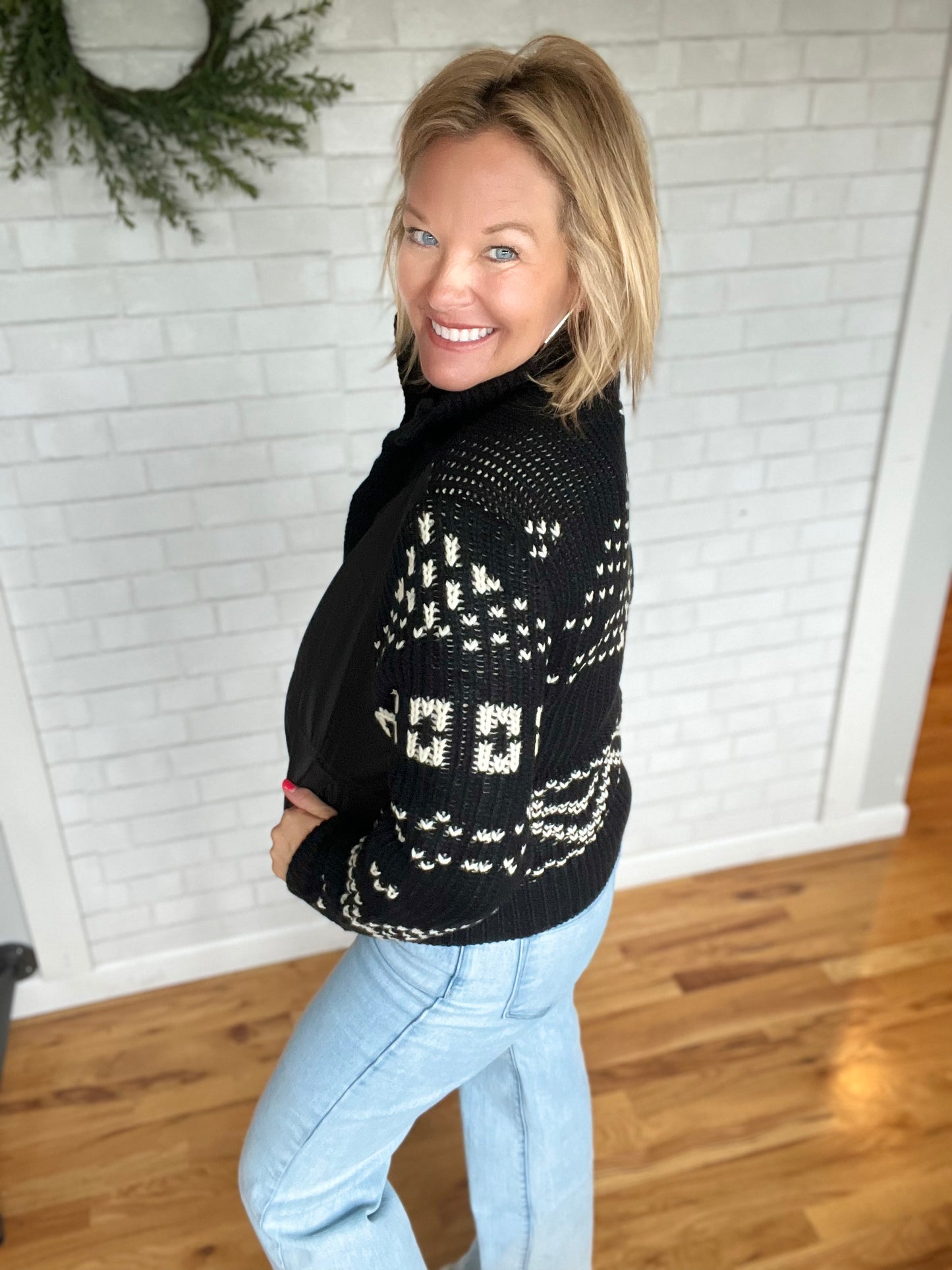Kiana Quilted Jacket - Black Aztec