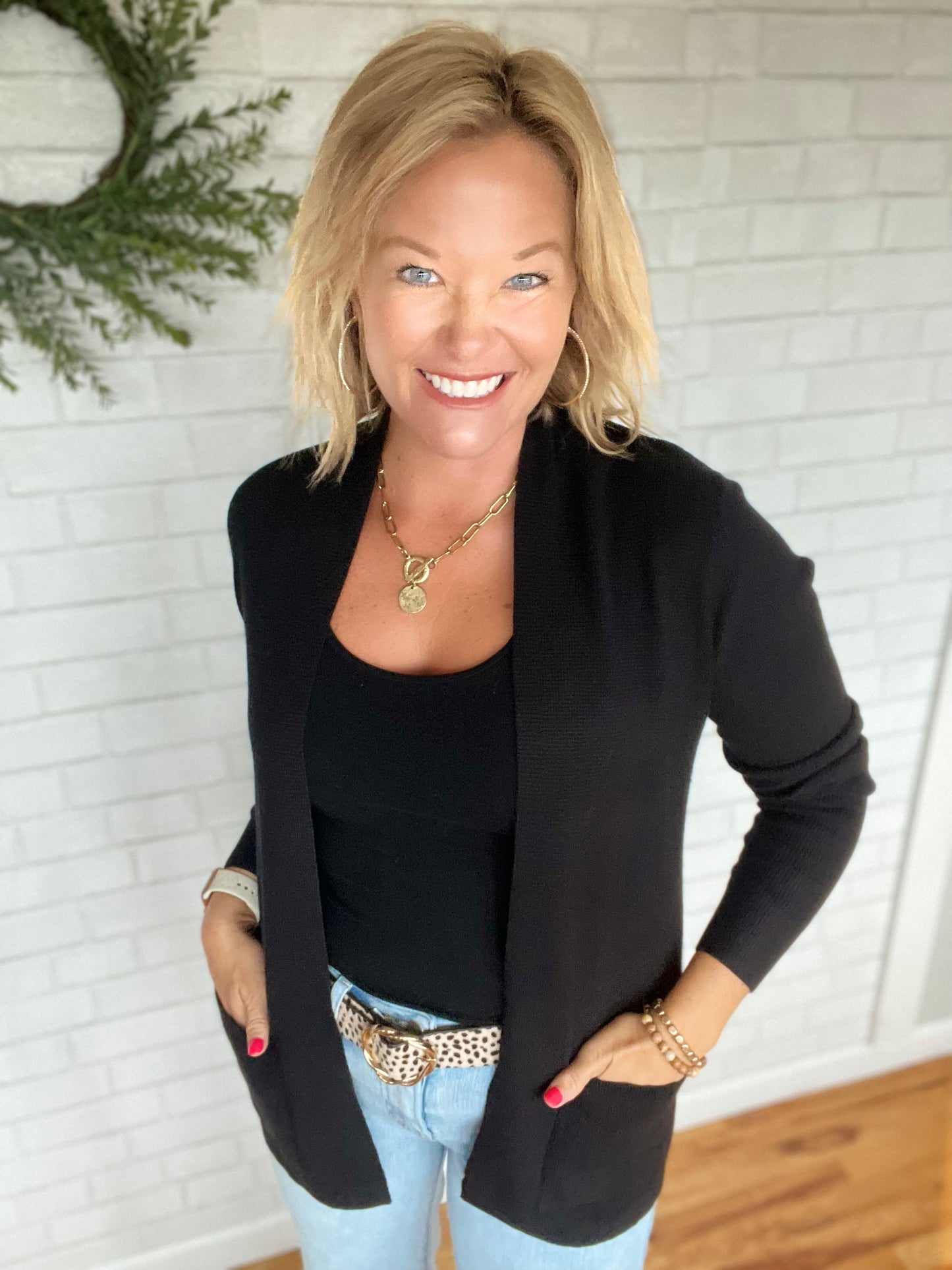 Mini Waffle Cardi - Black