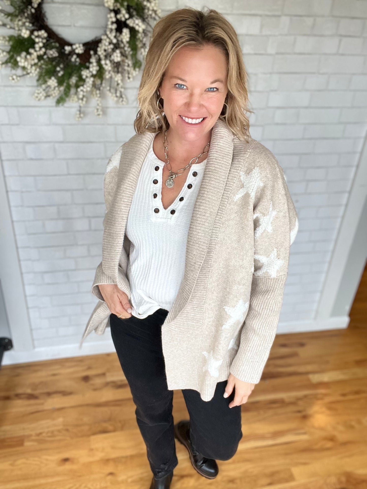 Star Shawl Collar Cardi